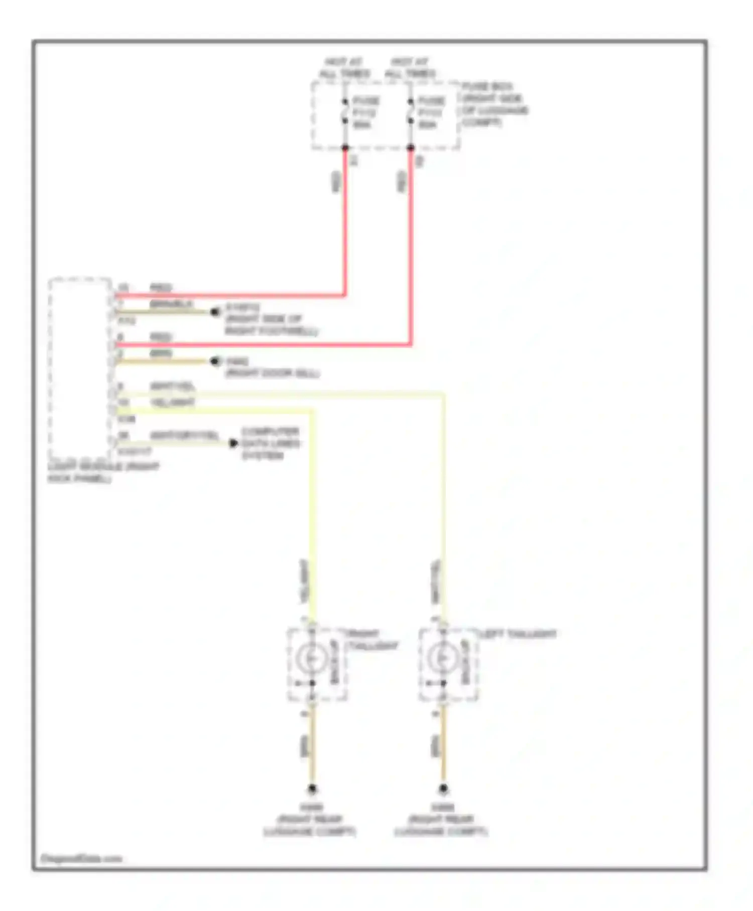 7 series BMW E38 facelift (1998-2001): Back-up lamps circuit