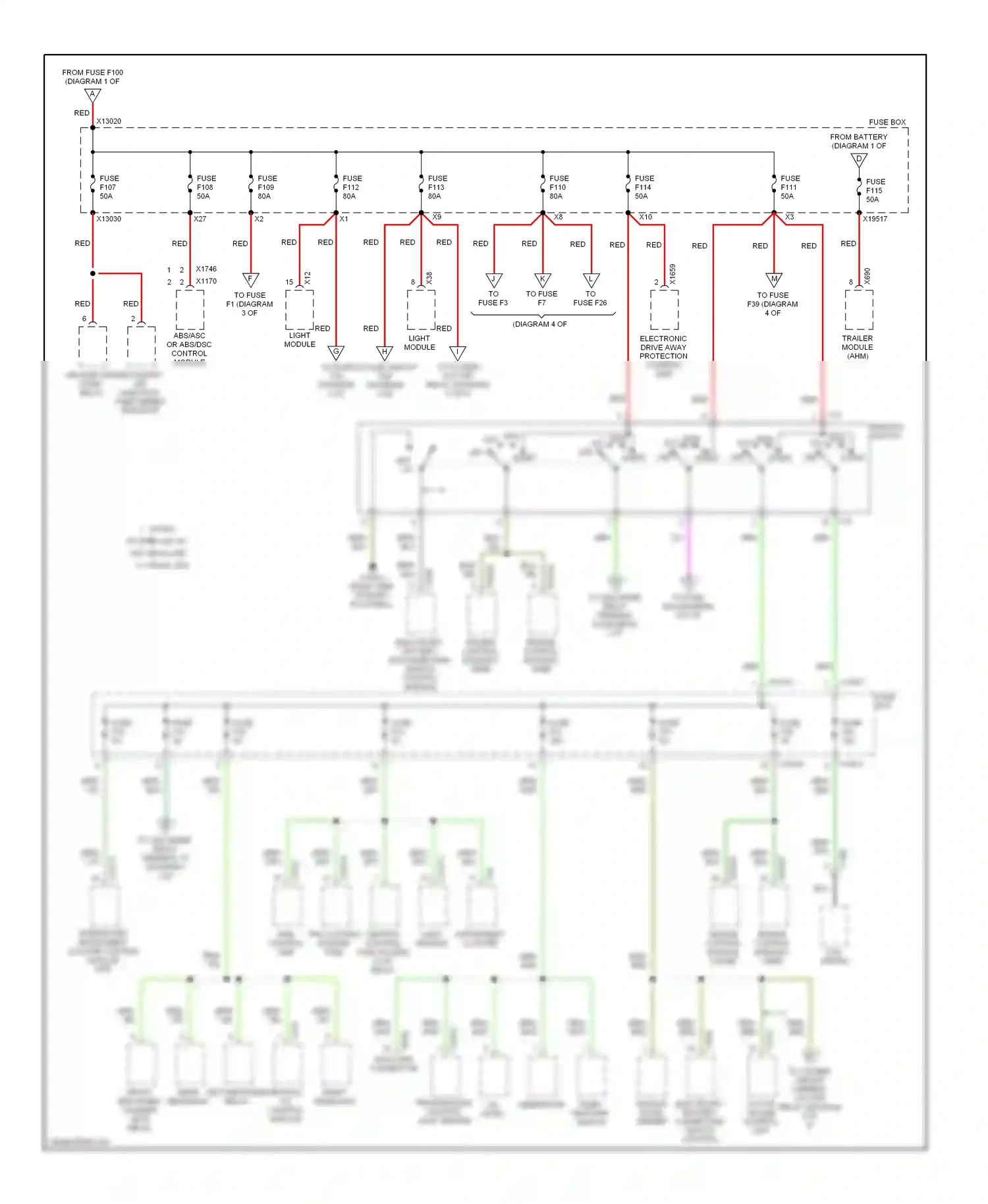 Wiring diagram abs/asc or abs/dsc control module for BMW 7 series E38 facelift (1998-2001) (2 of 3)