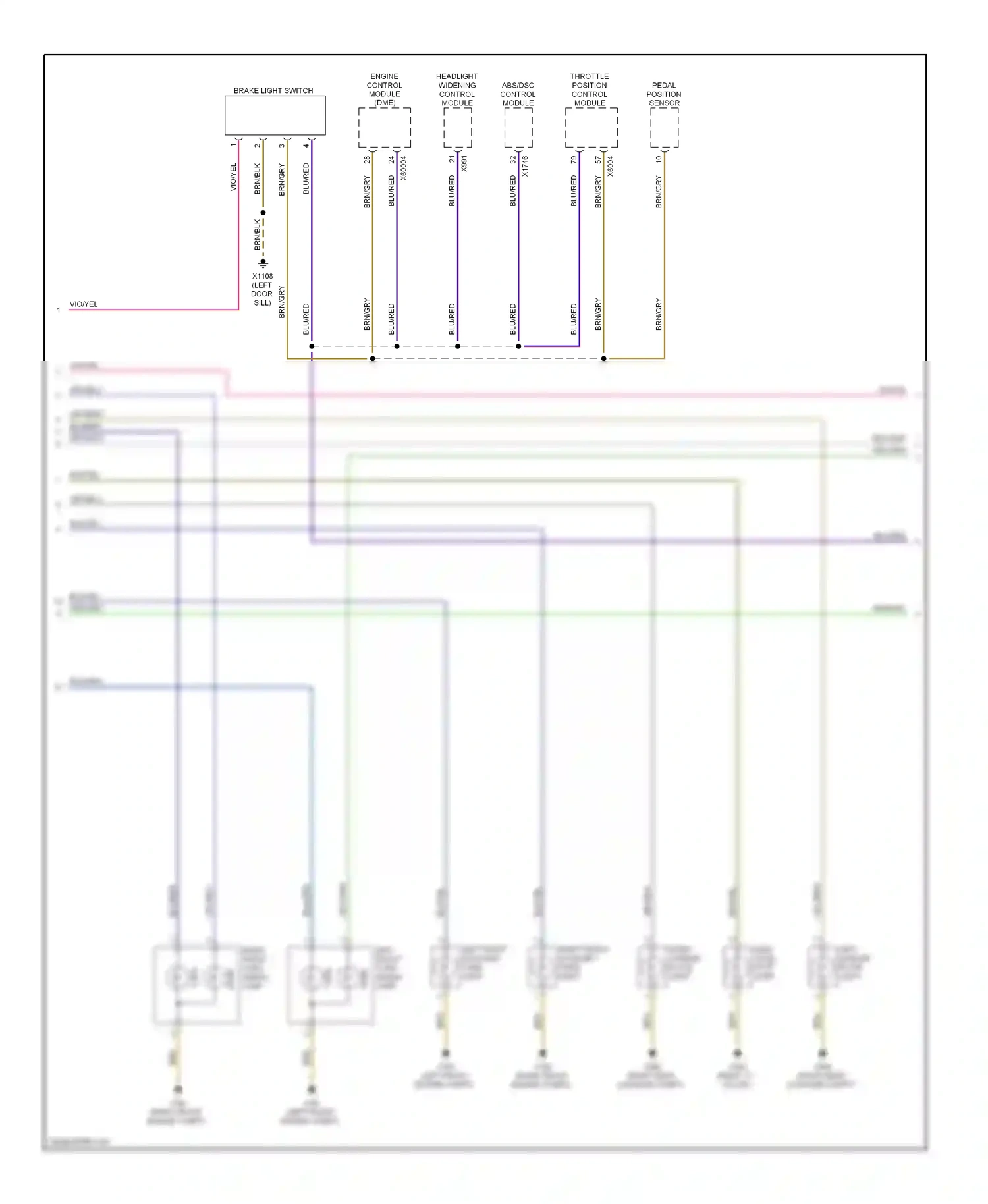 Wiring diagram abs/dsc control module for BMW 7 series E38 facelift (1998-2001) (2 of 3)