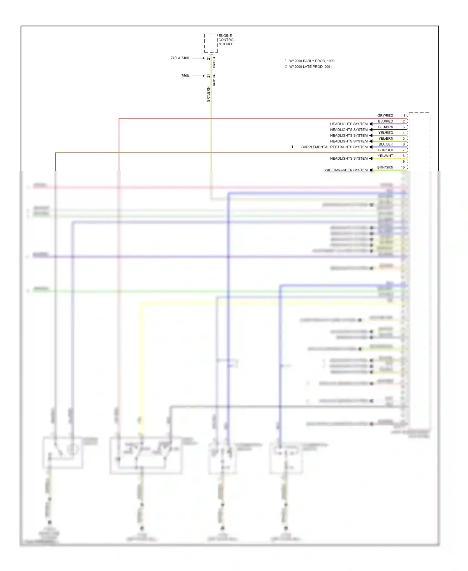 Wiring diagram blu for BMW 7 series E38 facelift (1998-2001) (7 of 46)
