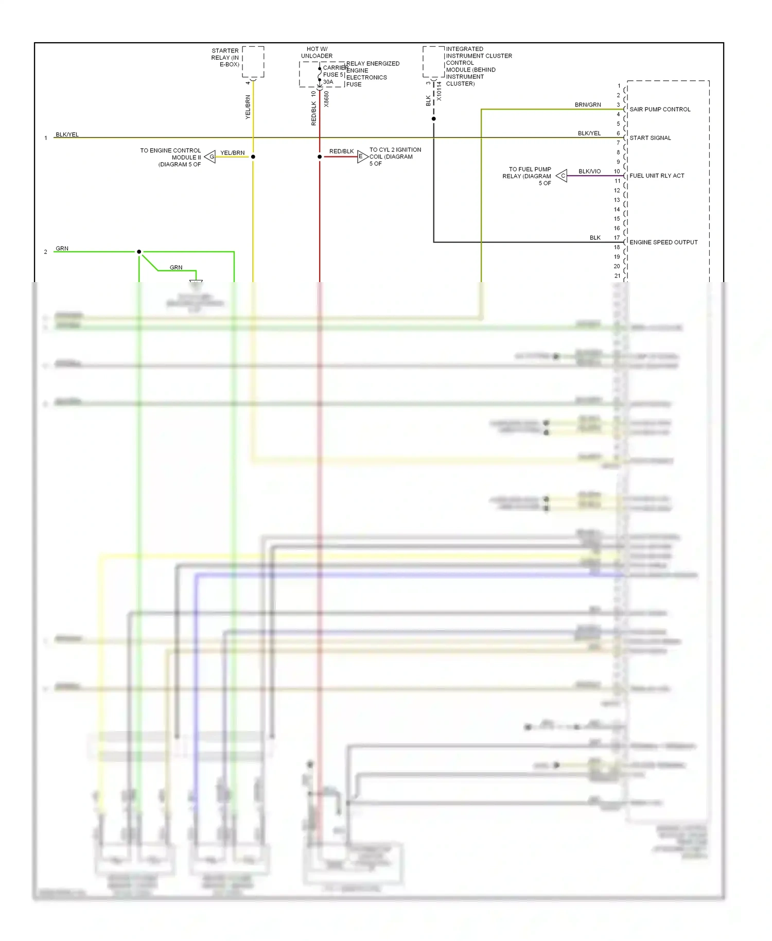 Wiring diagram distributor ignition connection for BMW 7 series E38 facelift (1998-2001) (1 of 2)