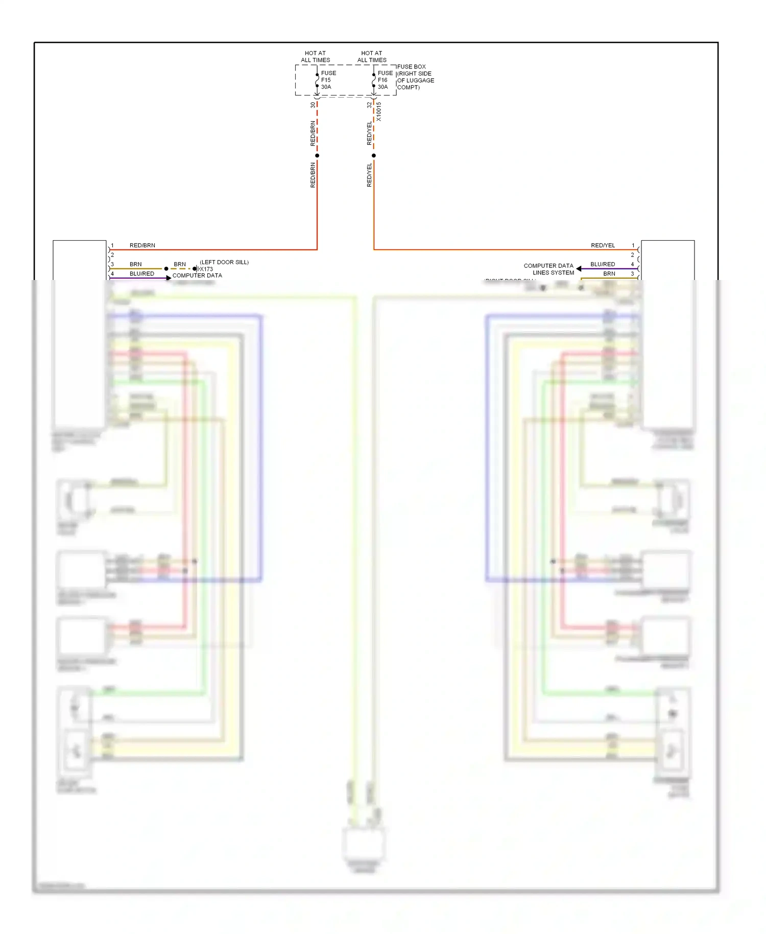 Wiring diagram driver's active seat control unit for BMW 7 series E38 facelift (1998-2001) (1 of 3)
