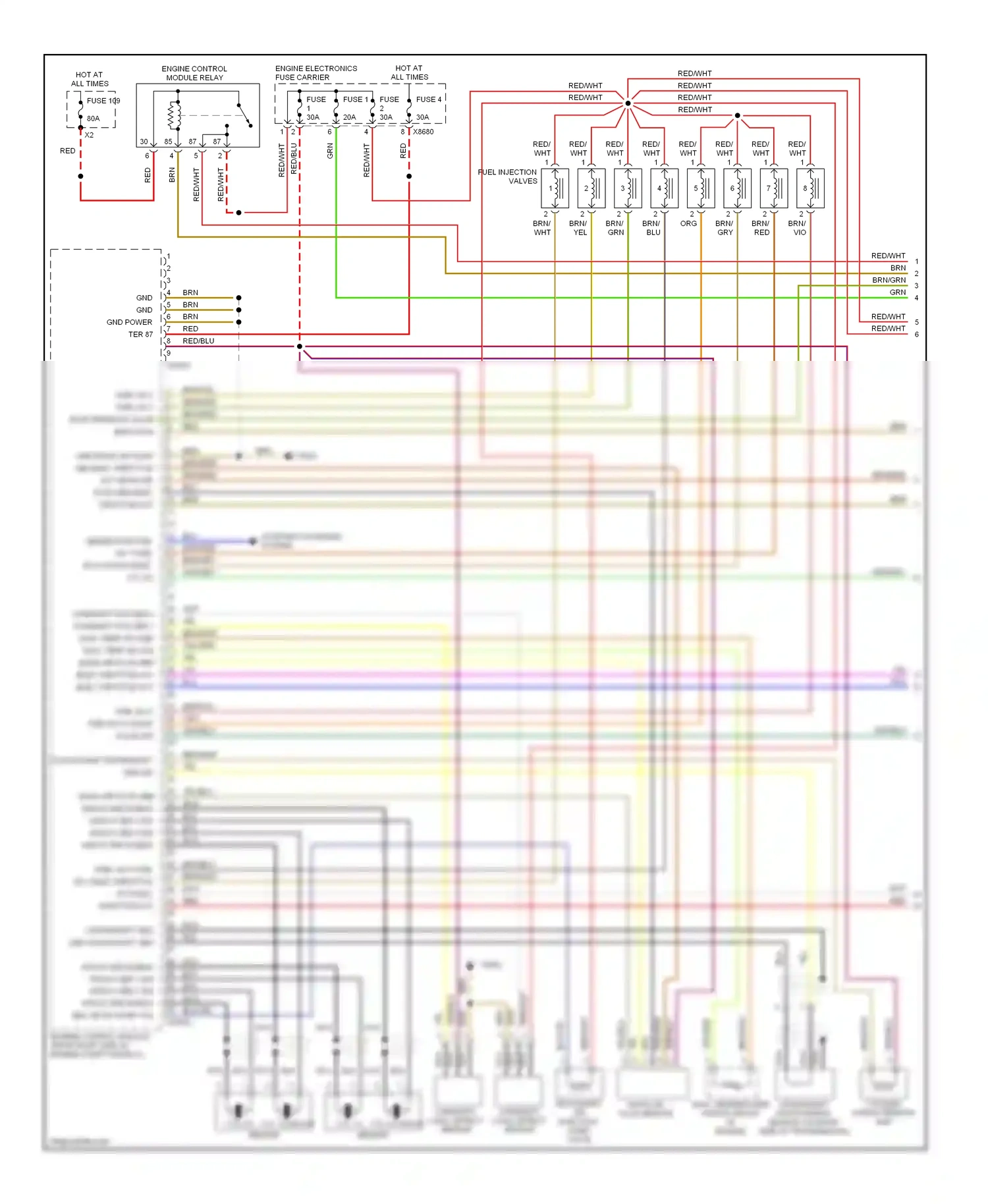 Wiring diagram engine electronics fuse carrier for BMW 7 series E38 facelift (1998-2001) (2 of 5)