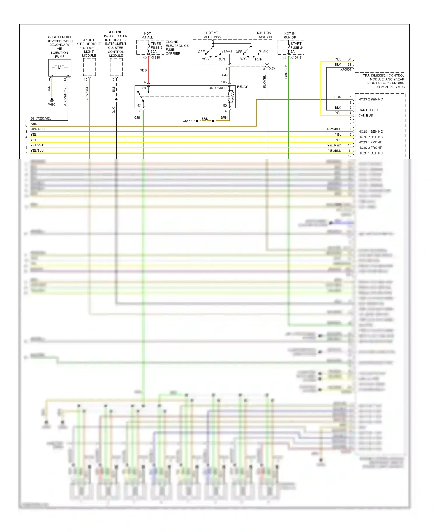 Wiring diagram engine electronics fuse carrier for BMW 7 series E38 facelift (1998-2001) (3 of 5)