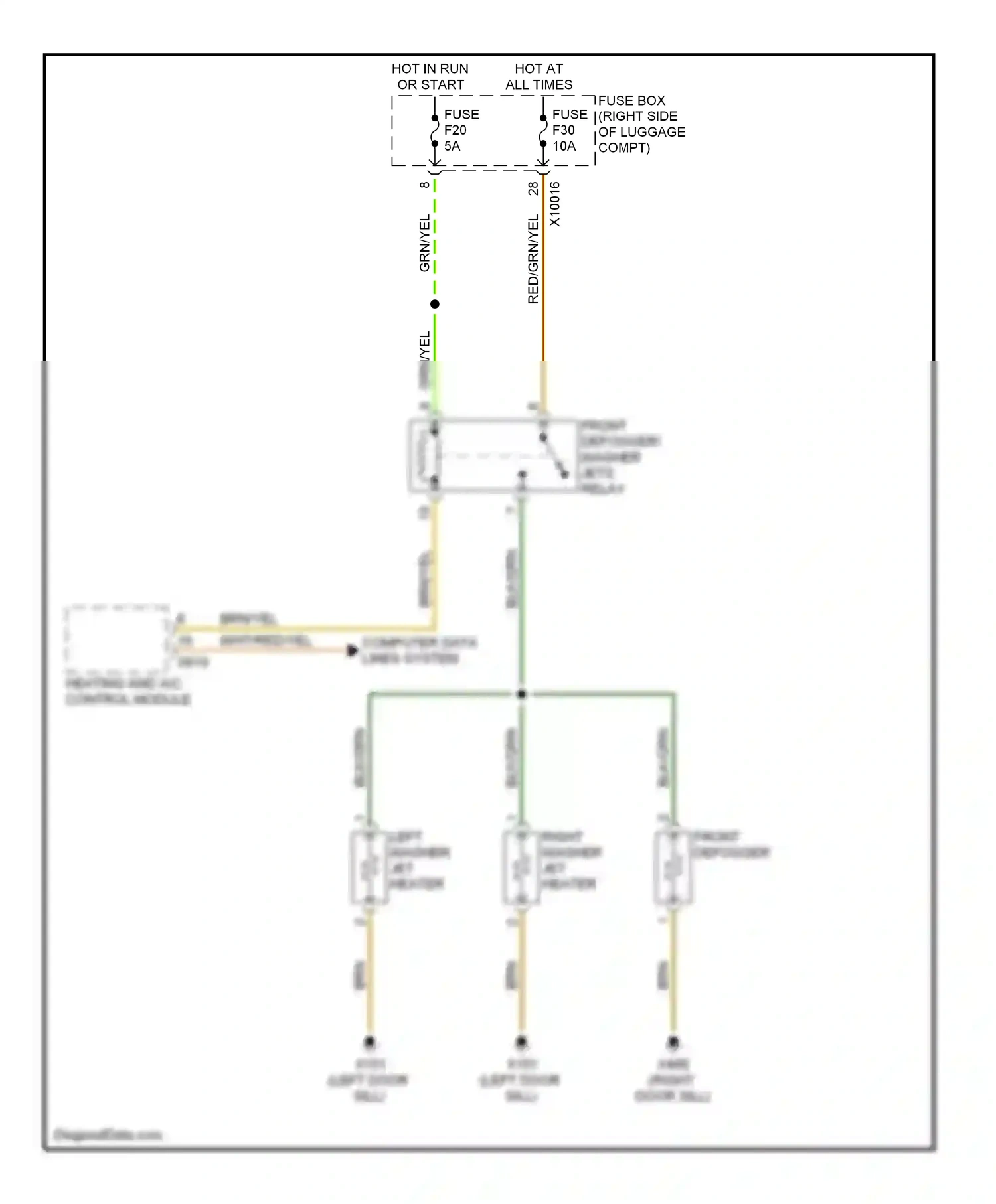 Wiring diagram front defogger for BMW 7 series E38 facelift (1998-2001) (2 of 2)