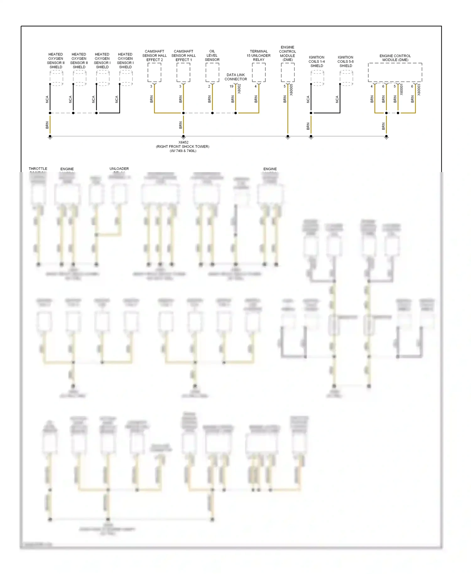 Wiring diagram heated oxygen sensor ii shield for BMW 7 series E38 facelift (1998-2001) (1 of 1)