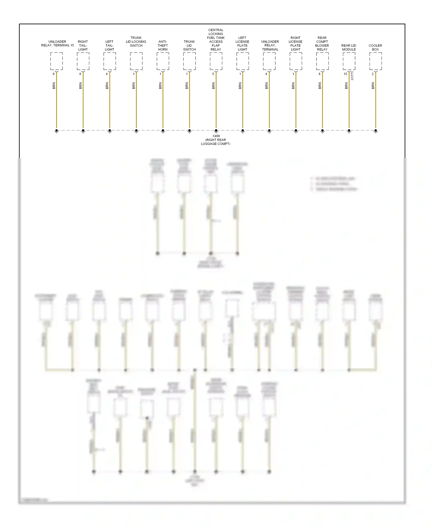 Wiring diagram integrated instrument cluster control module for BMW 7 series E38 facelift (1998-2001) (4 of 10)