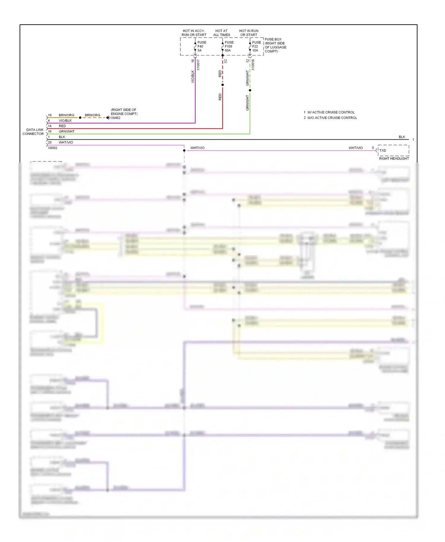 Wiring diagram passenger's seat memory control module for BMW 7 series E38 facelift (1998-2001) (1 of 4)