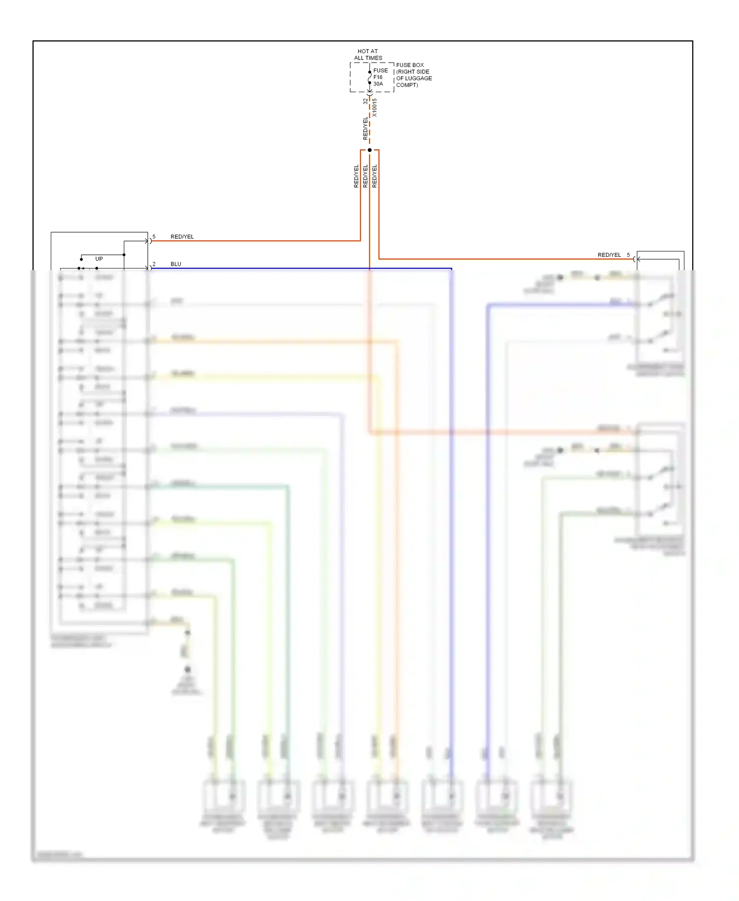 Wiring diagram passenger's thigh support switch for BMW 7 series E38 facelift (1998-2001) (2 of 3)