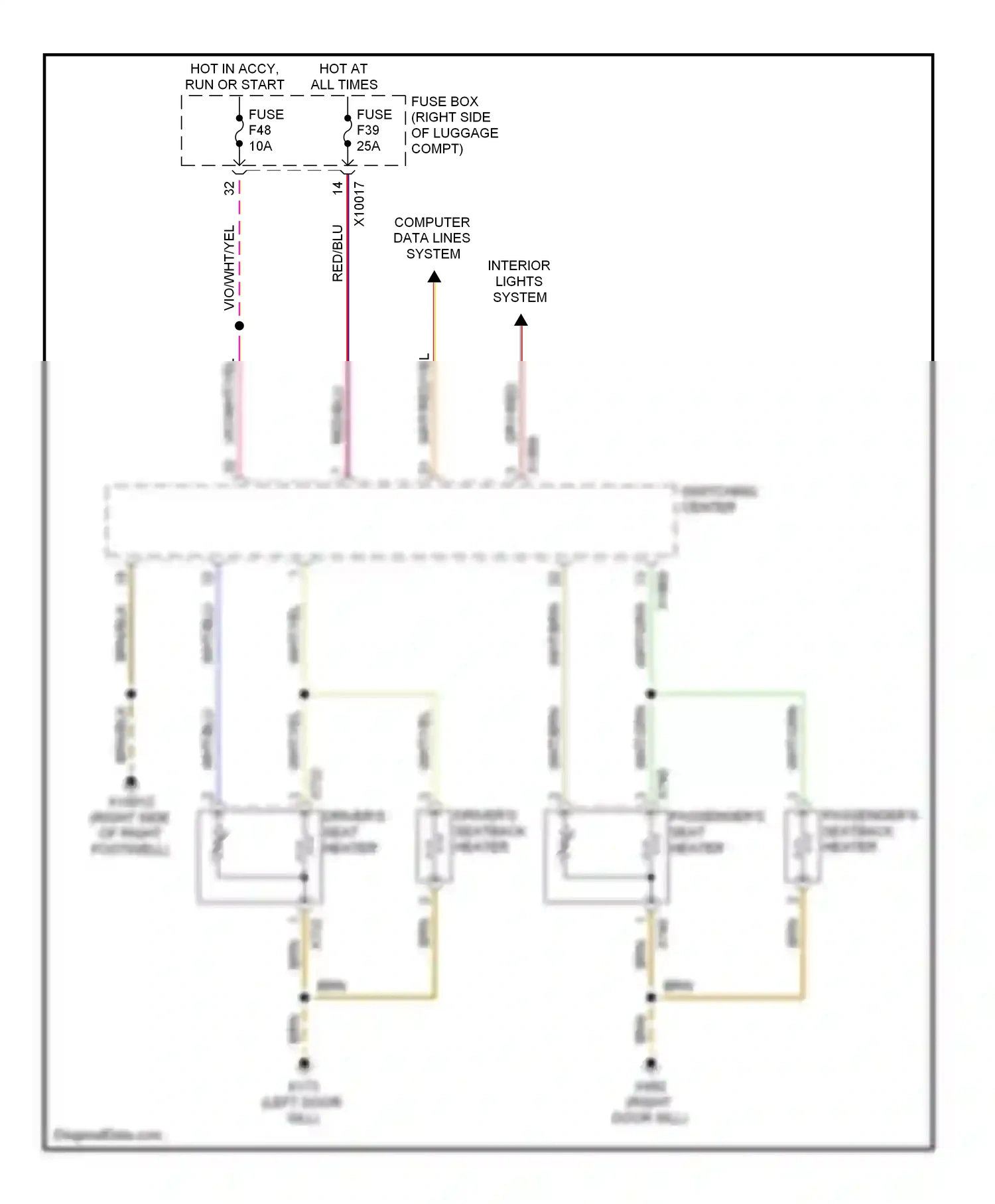 Wiring diagram red/blu for BMW 7 series E38 facelift (1998-2001) (12 of 23)
