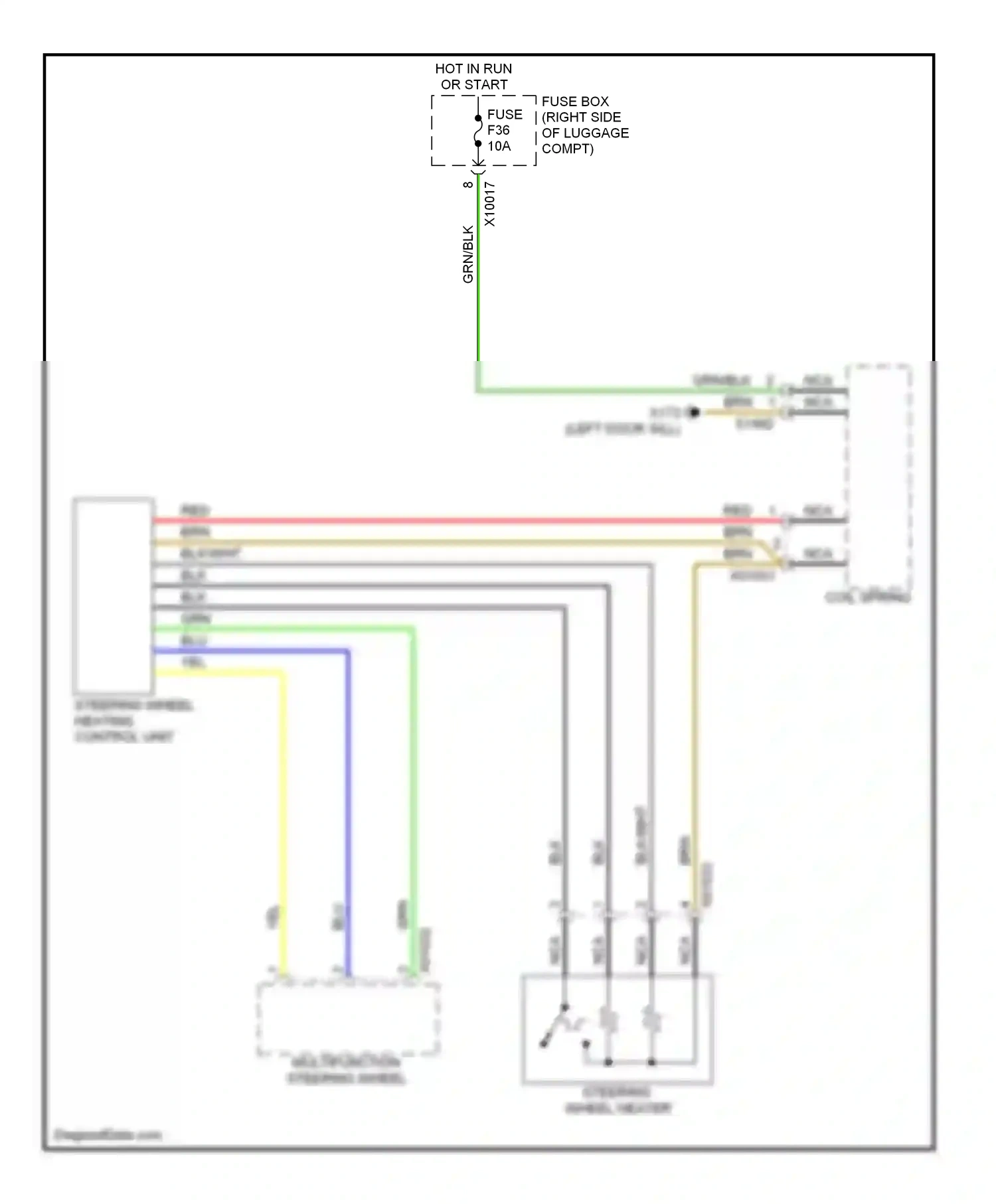 Wiring diagram steering wheel heating control unit for BMW 7 series E38 facelift (1998-2001) (1 of 1)