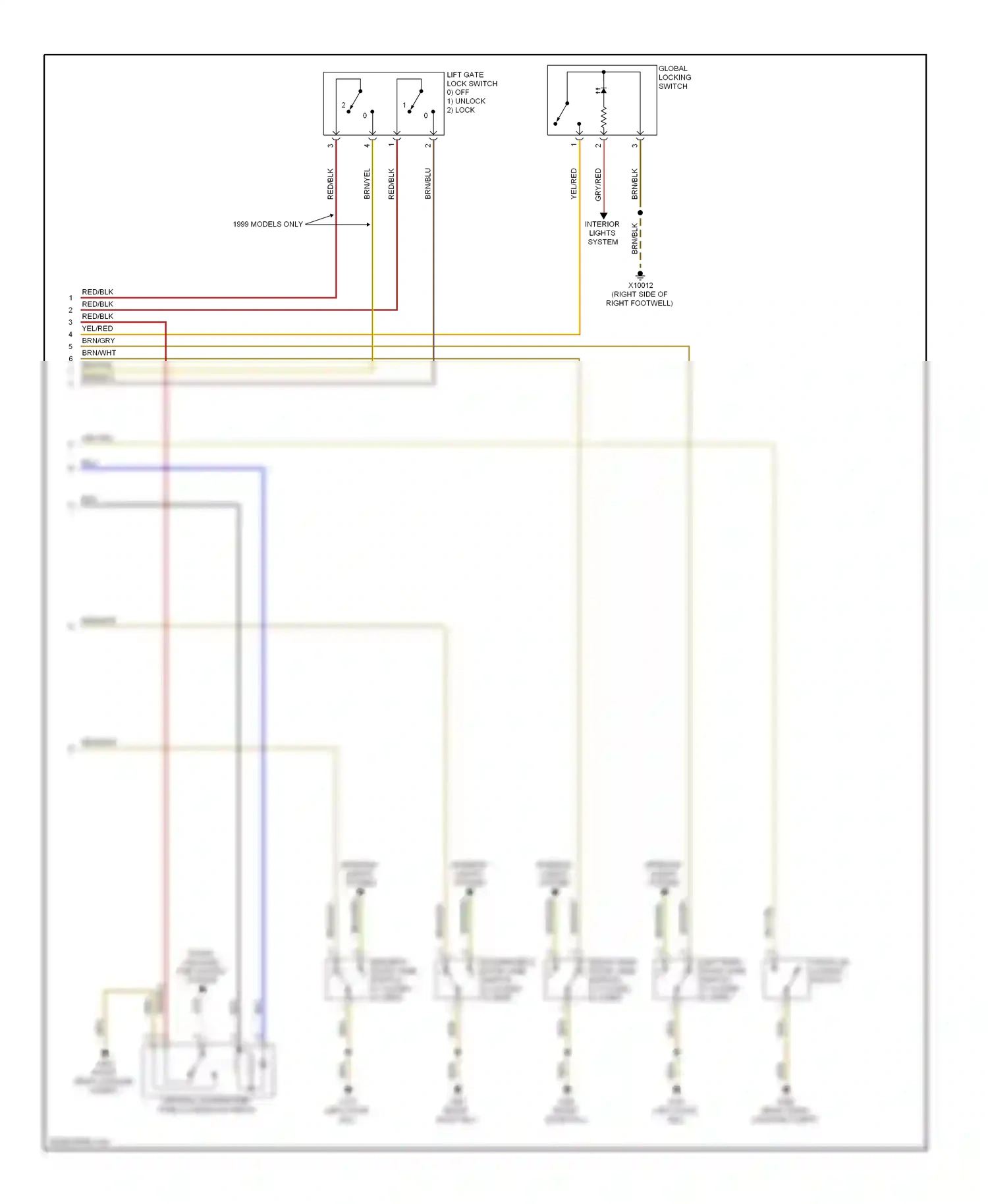Wiring diagram trunk lid locking switch for BMW 7 series E38 facelift (1998-2001) (3 of 4)