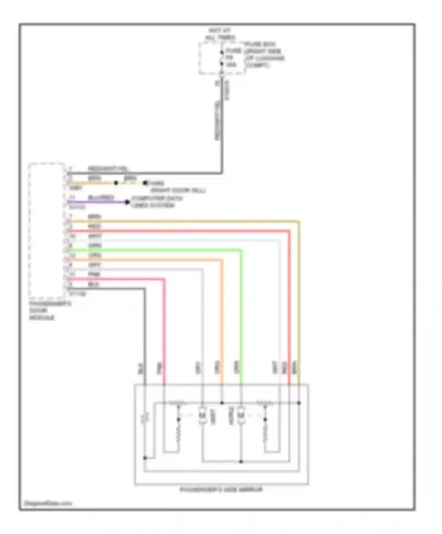 7 series BMW E38 (1994-1998): Passenger"s mirror circuit