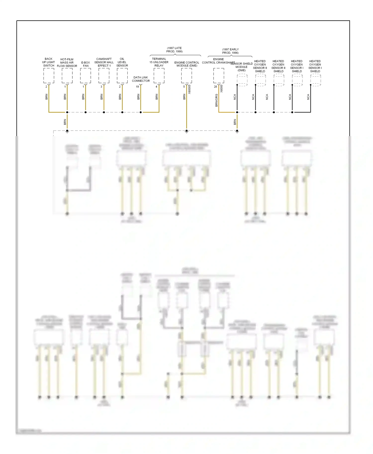 Wiring diagram back-up light switch for BMW 7 series E38 (1994-1998) (2 of 2)