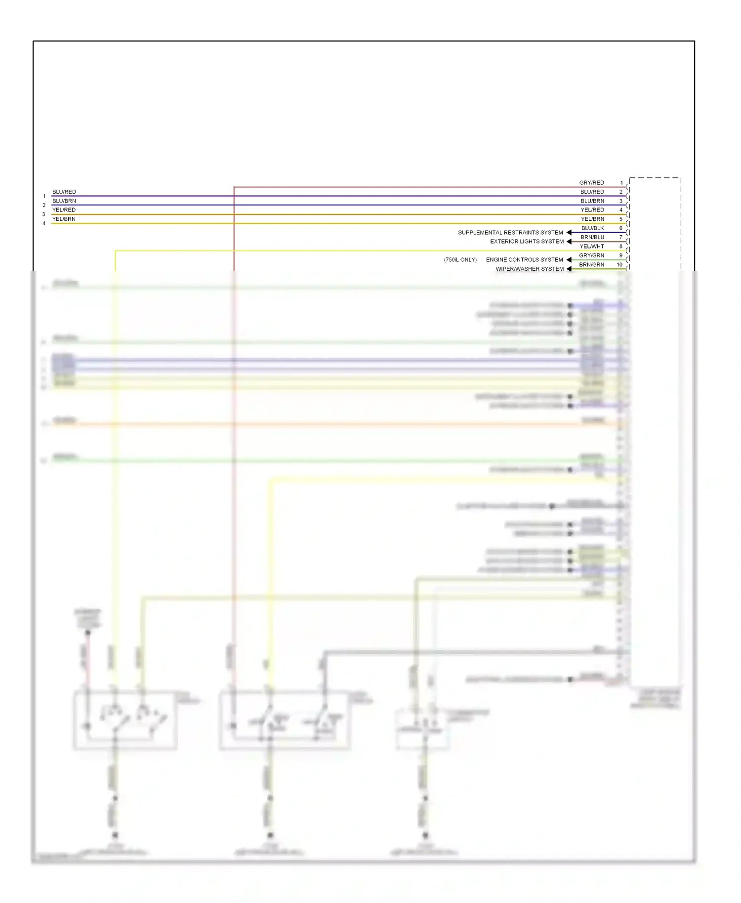 Wiring diagram combination switch for BMW 7 series E38 (1994-1998) (2 of 2)