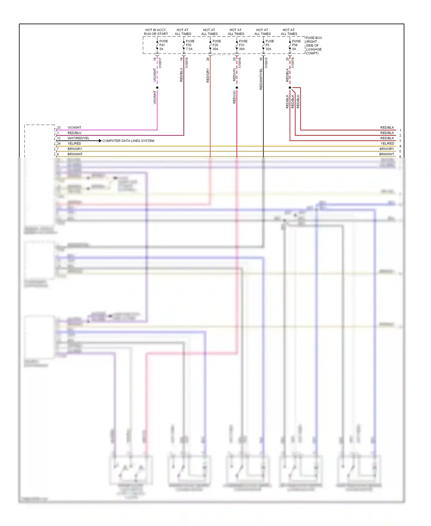 Wiring diagram computer data lines system for BMW 7 series E38 (1994-1998) (16 of 31)
