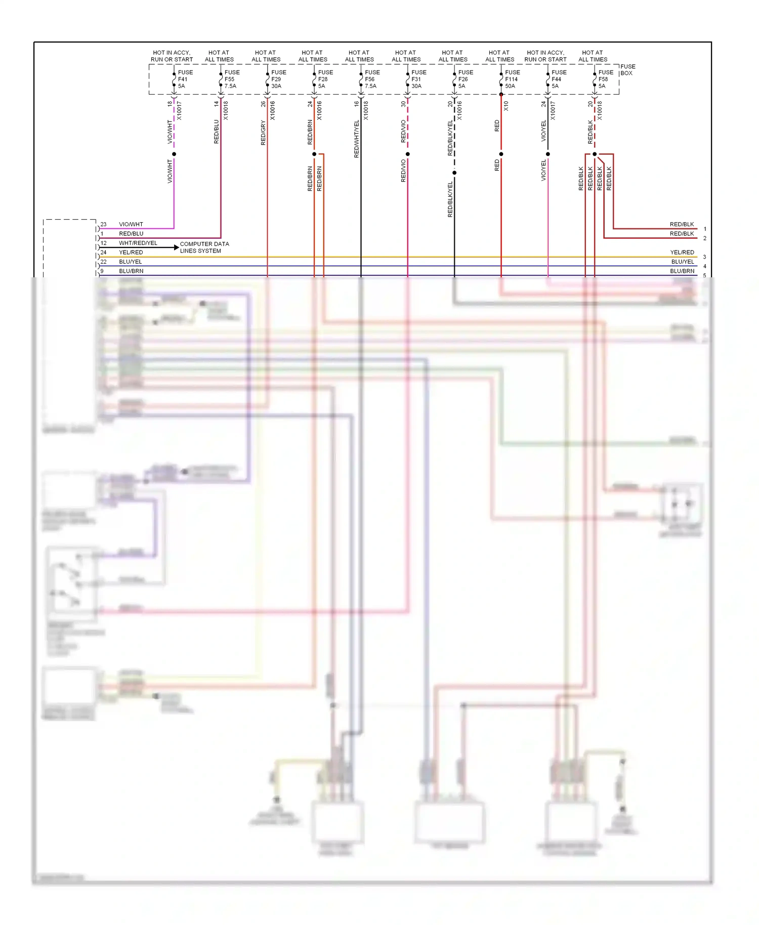 Wiring diagram computer data lines system for BMW 7 series E38 (1994-1998) (3 of 31)