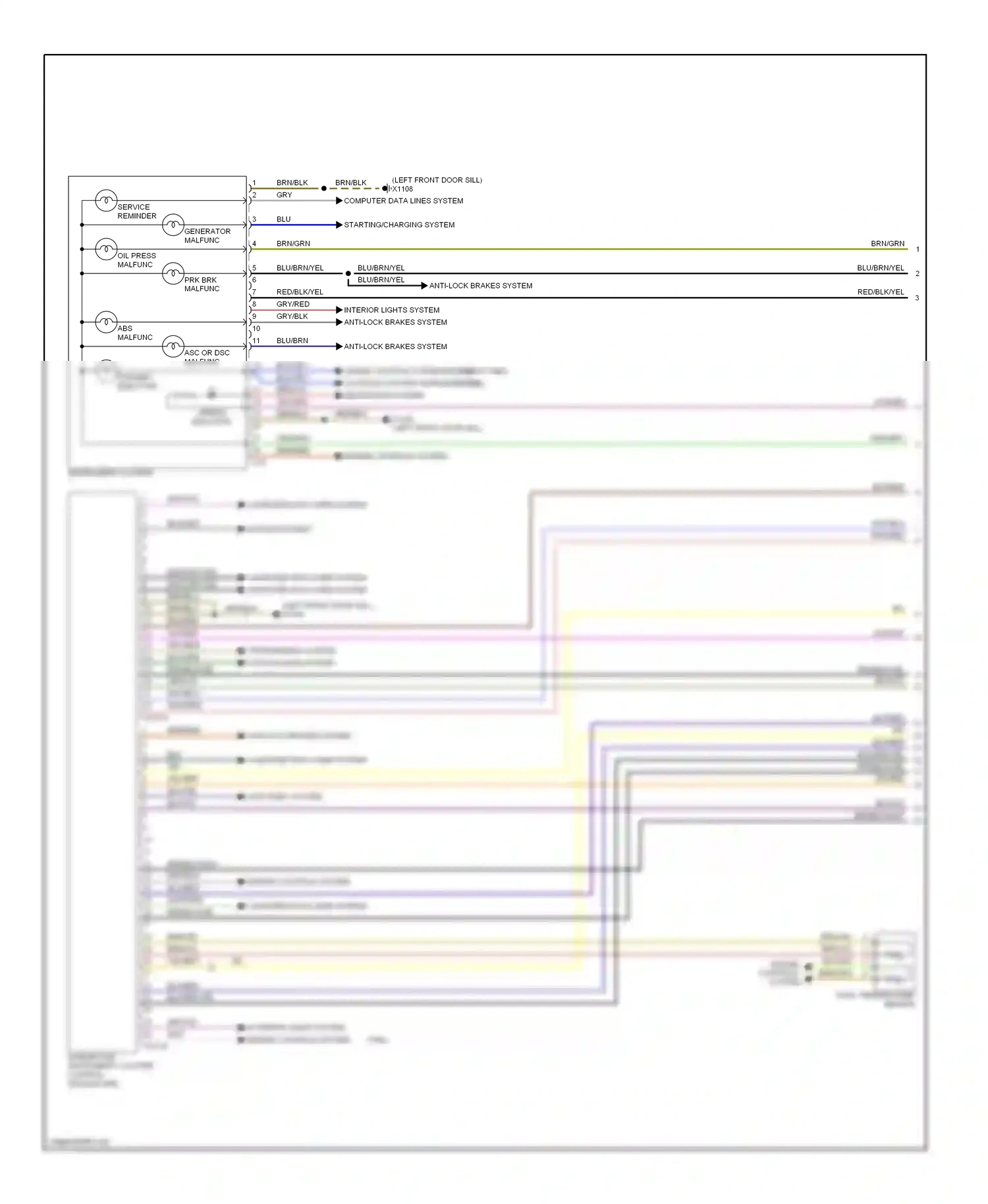 Wiring diagram cruise control system engine controls system supplemental restraints system for BMW 7 series E38 (1994-1998) (1 of 1)
