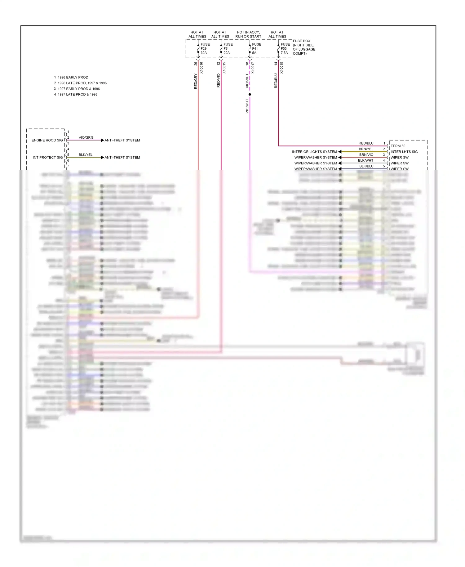 Wiring diagram door locks system computer data lines system power windows system for BMW 7 series E38 (1994-1998) (1 of 1)