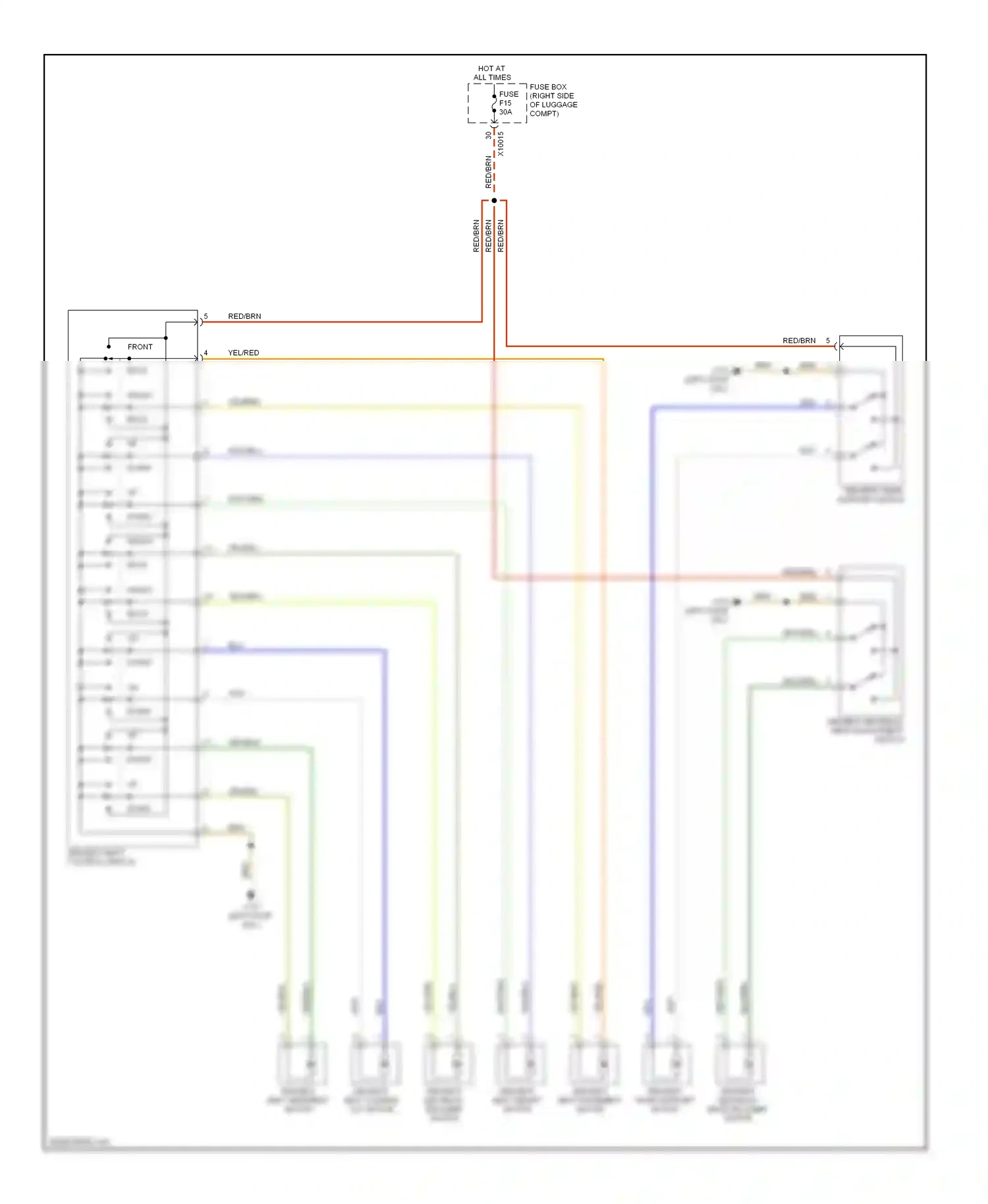 Wiring diagram driver's seat control switch for BMW 7 series E38 (1994-1998) (1 of 1)