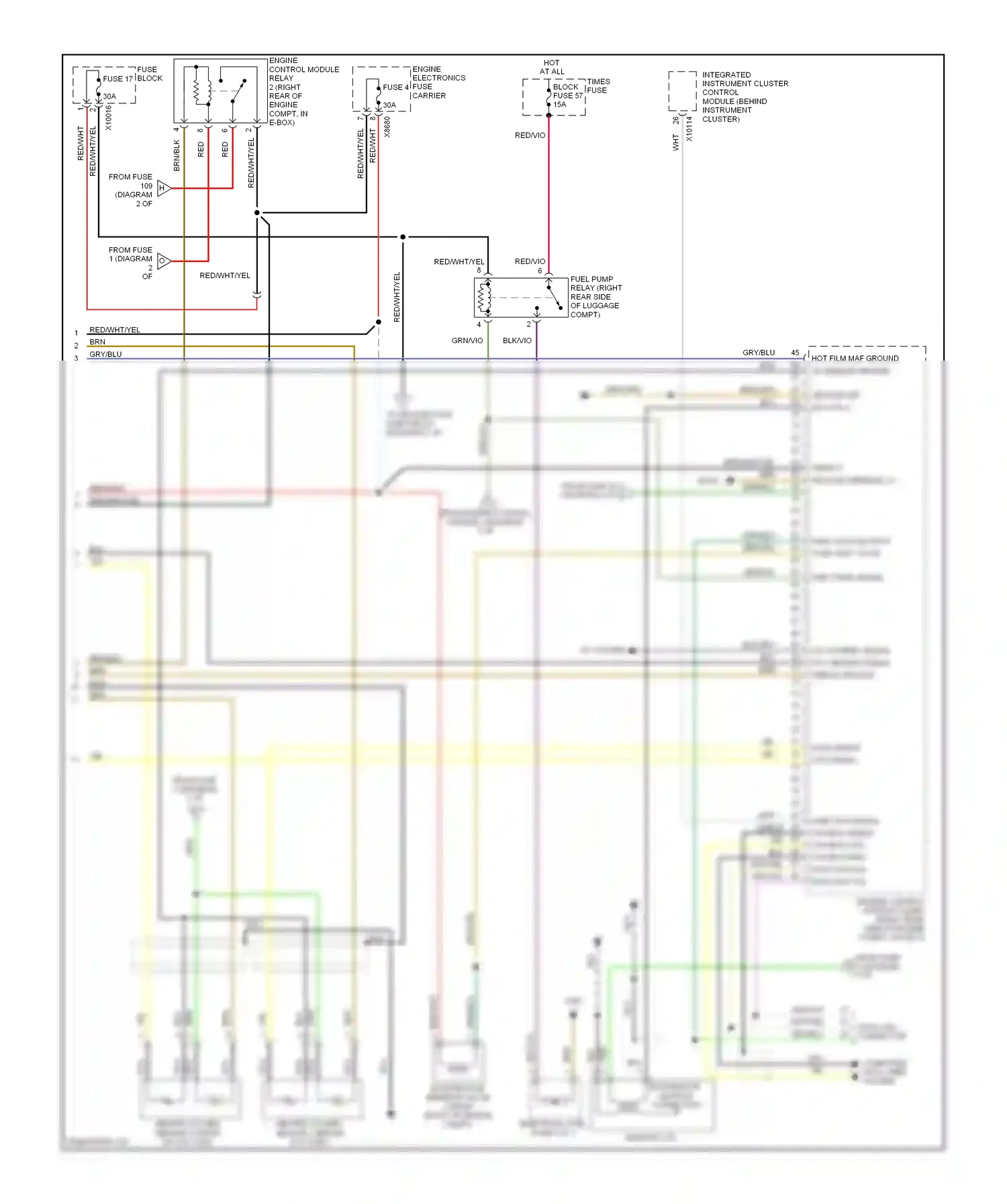 Wiring diagram engine electronics fuse carrier for BMW 7 series E38 (1994-1998) (4 of 4)