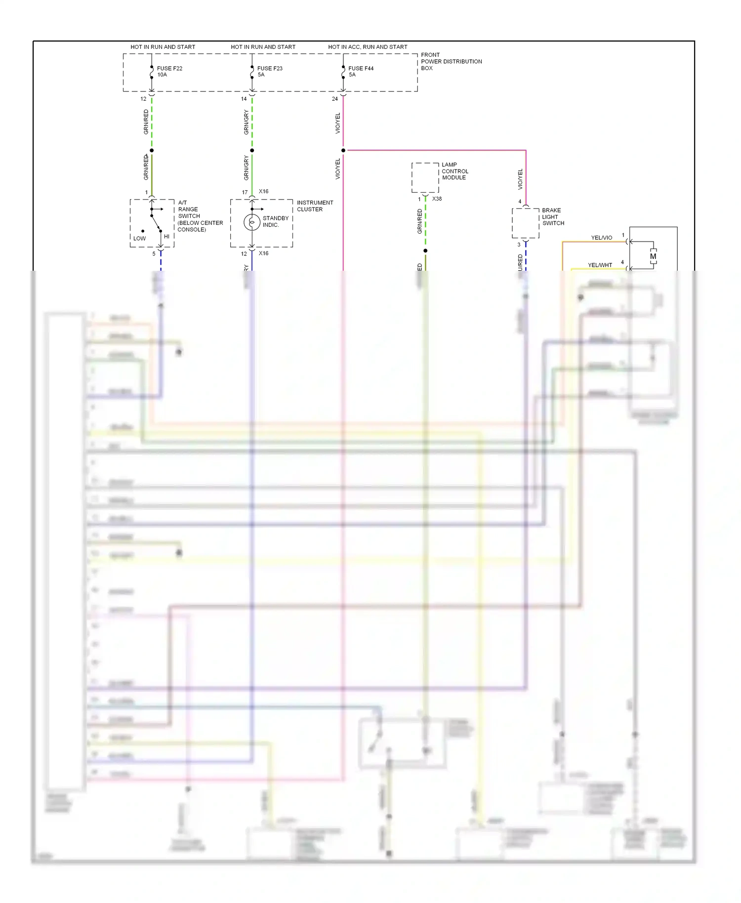 Wiring diagram front power distribution box for BMW 7 series E38 (1994-1998) (1 of 1)