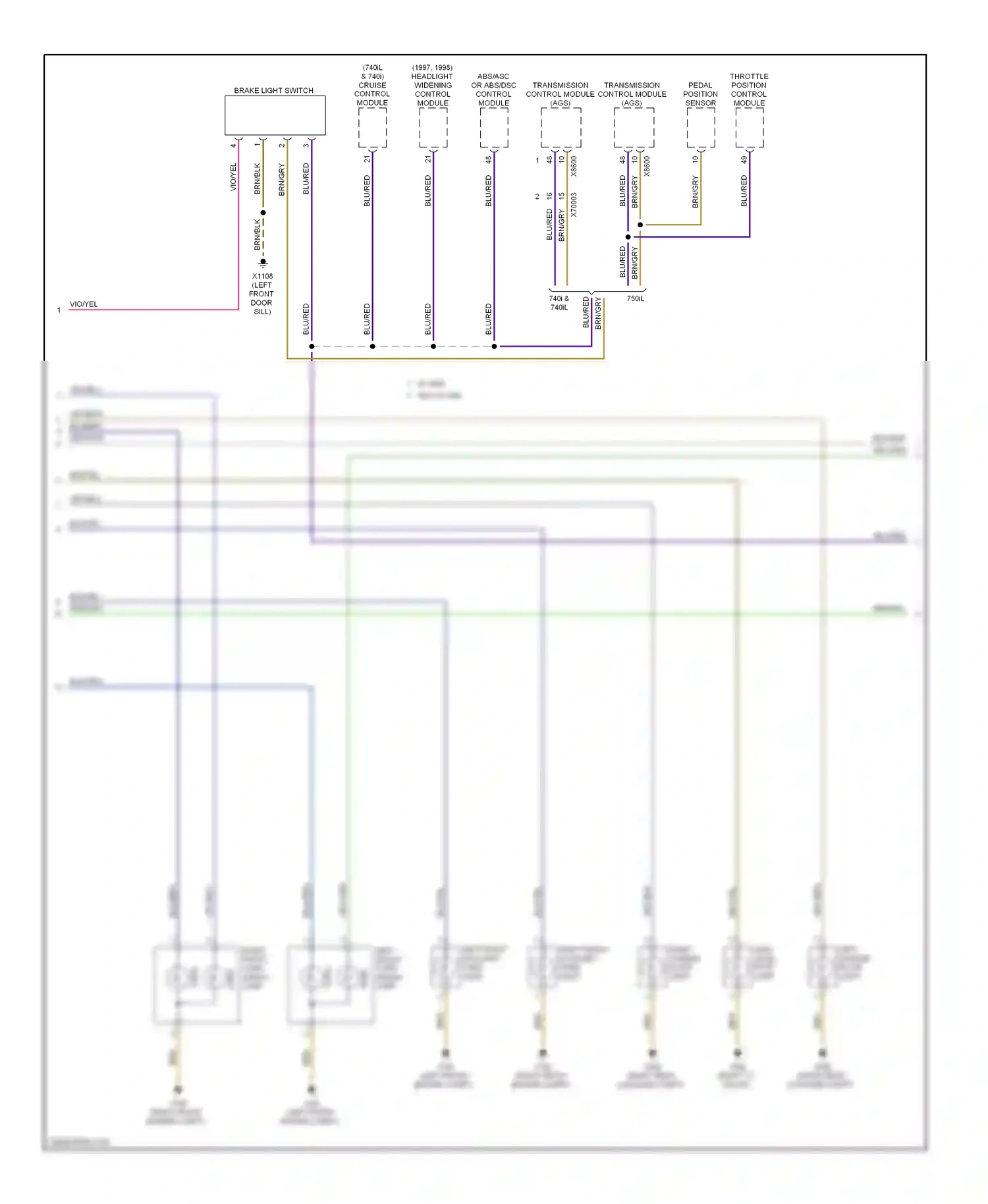 BMW 7 series E38 (1994-1998) (left front engine compt) wiring diagram  (1 of 5)