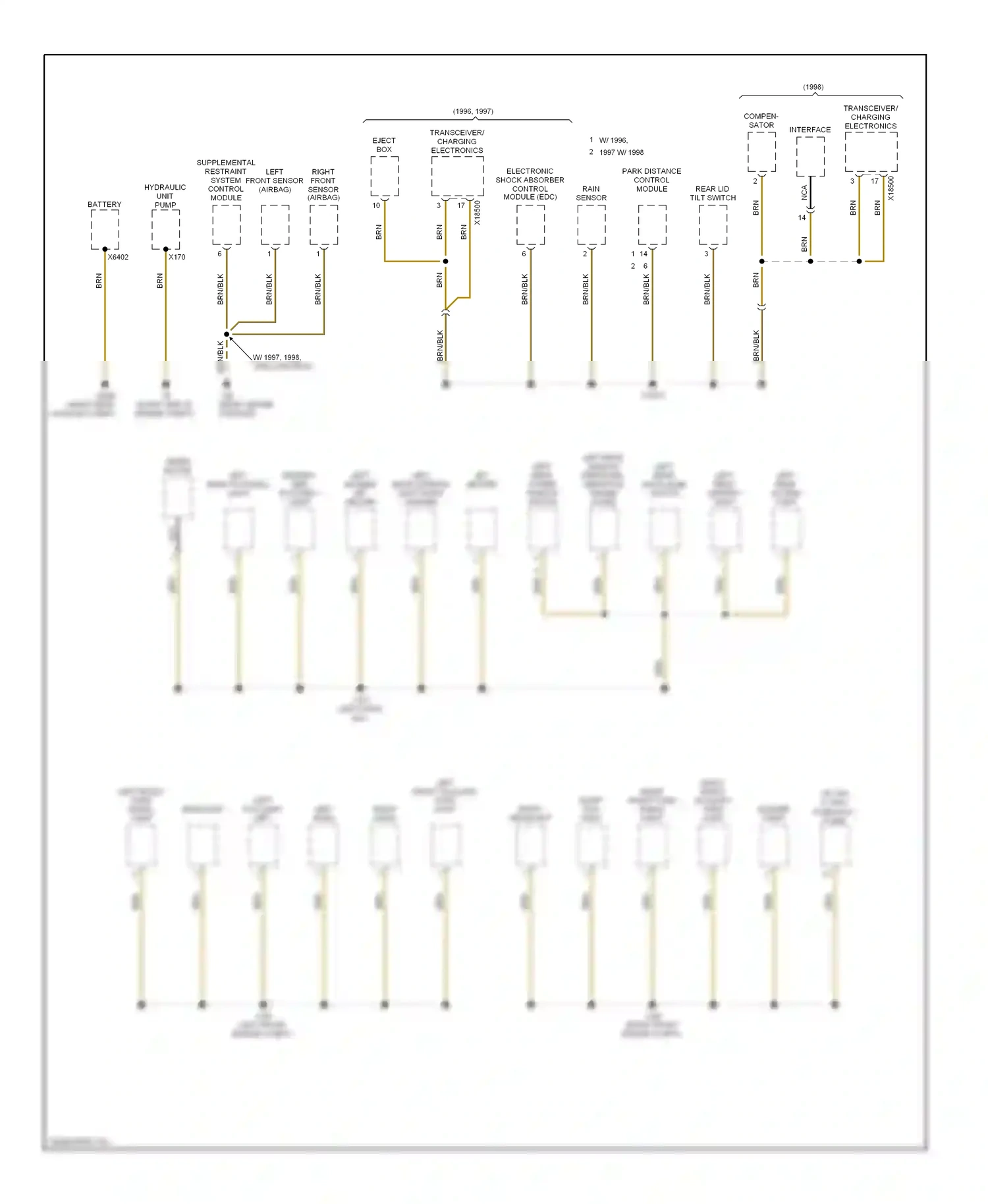 Wiring diagram left rear access light for BMW 7 series E38 (1994-1998) (2 of 2)