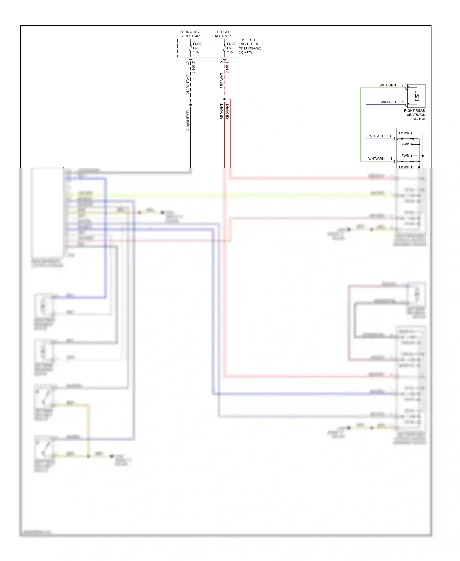 Wiring diagram left rear seat control switch/ headrest switch for BMW 7 series E38 (1994-1998) (2 of 2)