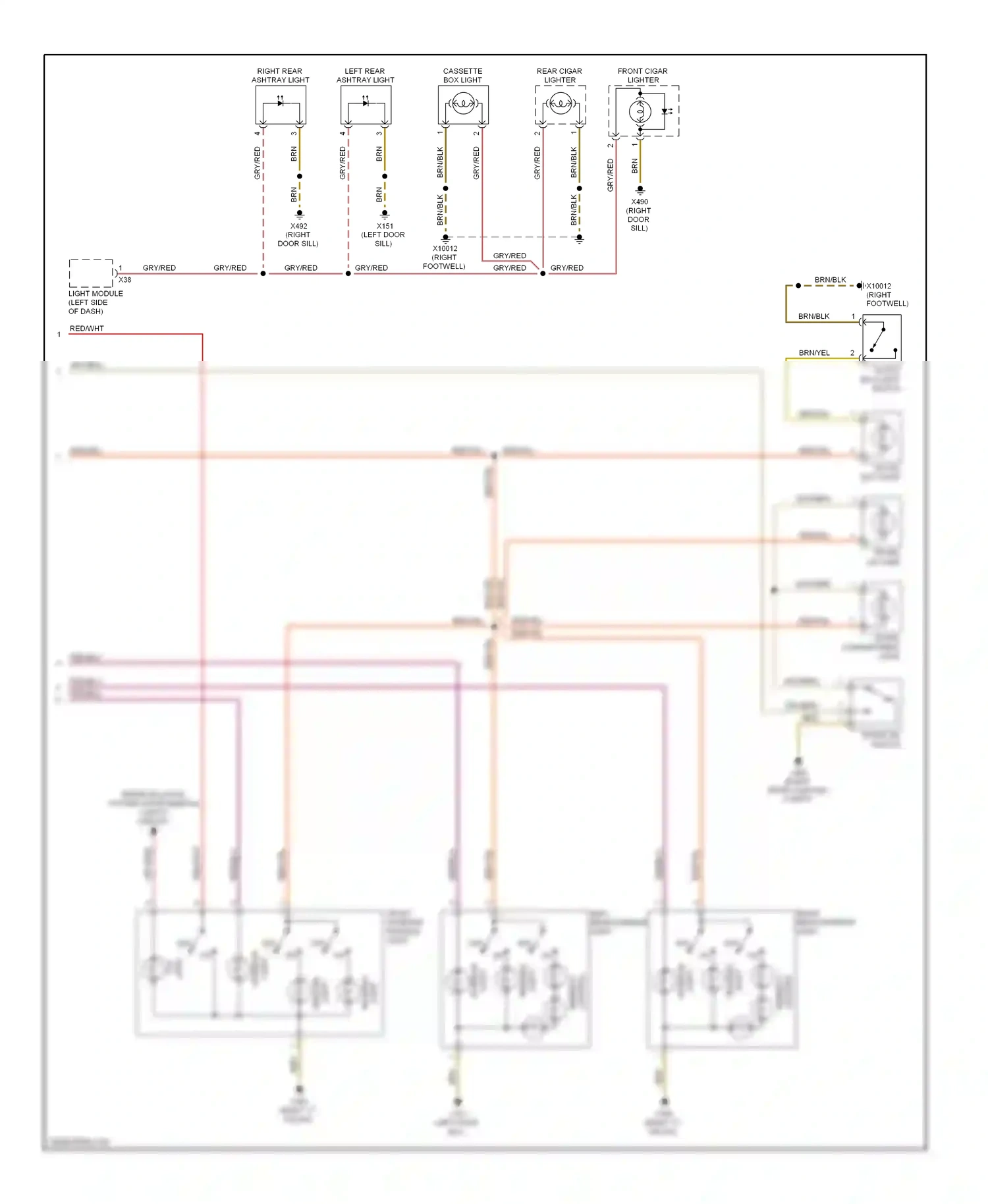 Wiring diagram light interior for BMW 7 series E38 (1994-1998) (1 of 1)