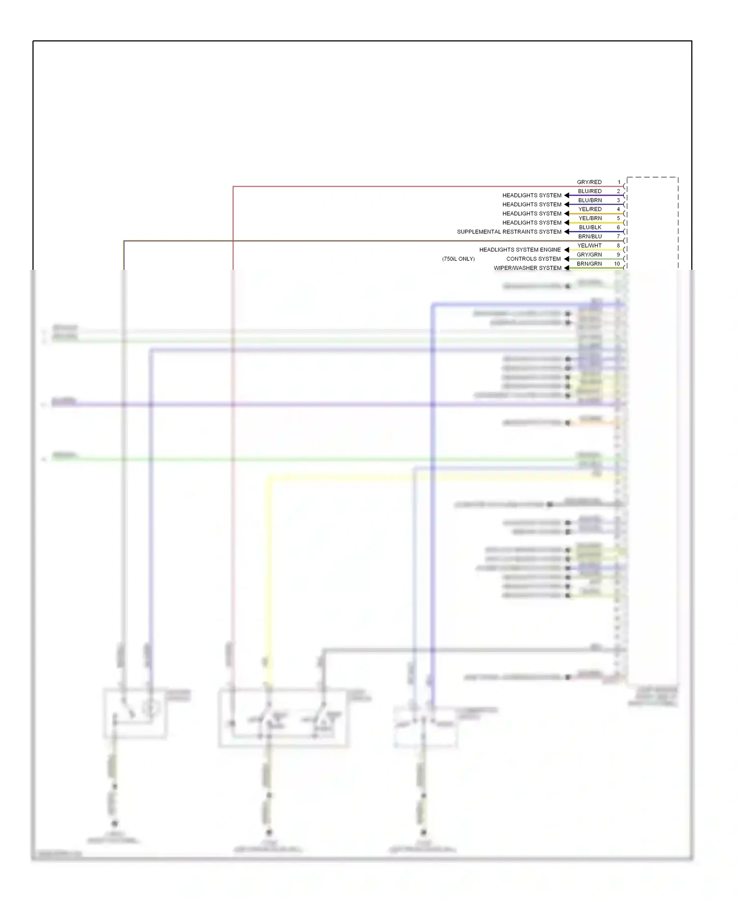 Wiring diagram navigation system mirrors system for BMW 7 series E38 (1994-1998) (1 of 2)