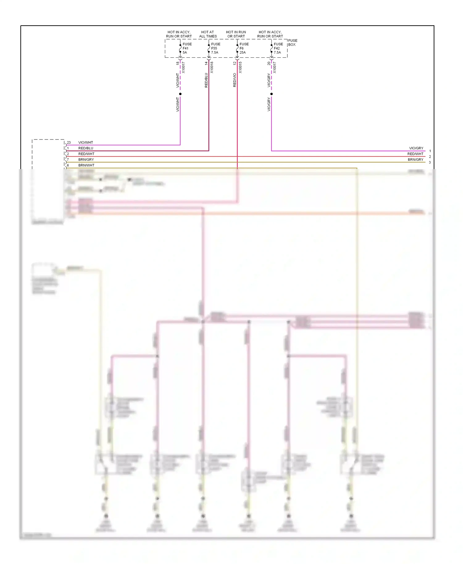 Wiring diagram passenger's door panel warning light for BMW 7 series E38 (1994-1998) (1 of 1)