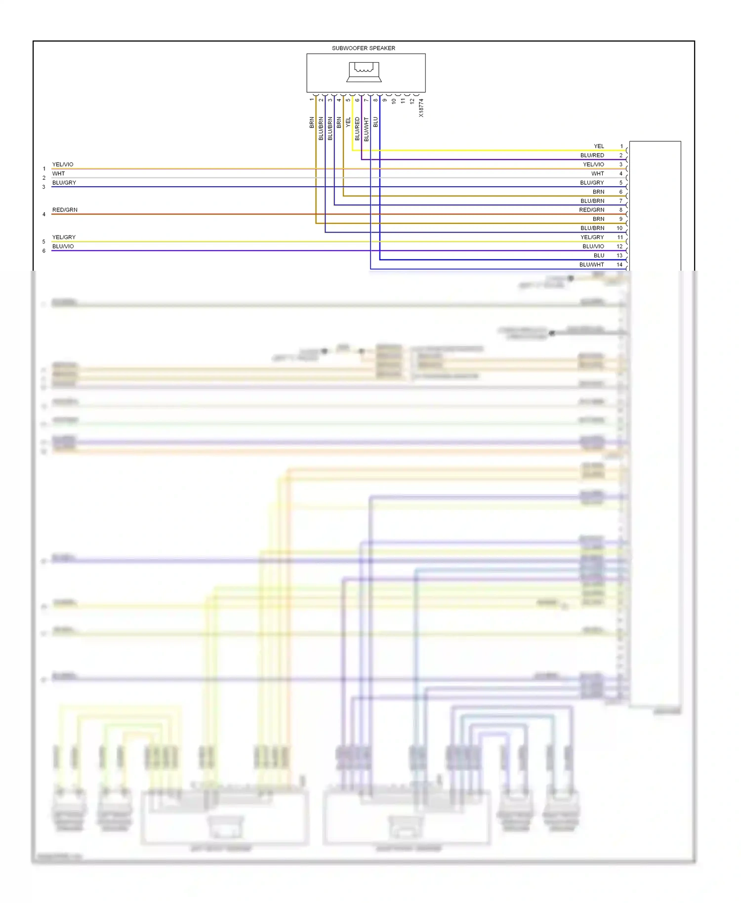 Wiring diagram right front speaker for BMW 7 series E38 (1994-1998) (2 of 2)