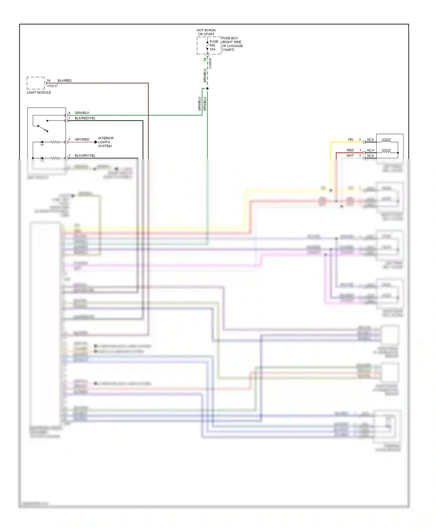 Wiring diagram right rear acceleration sensor for BMW 7 series E38 (1994-1998) (1 of 1)