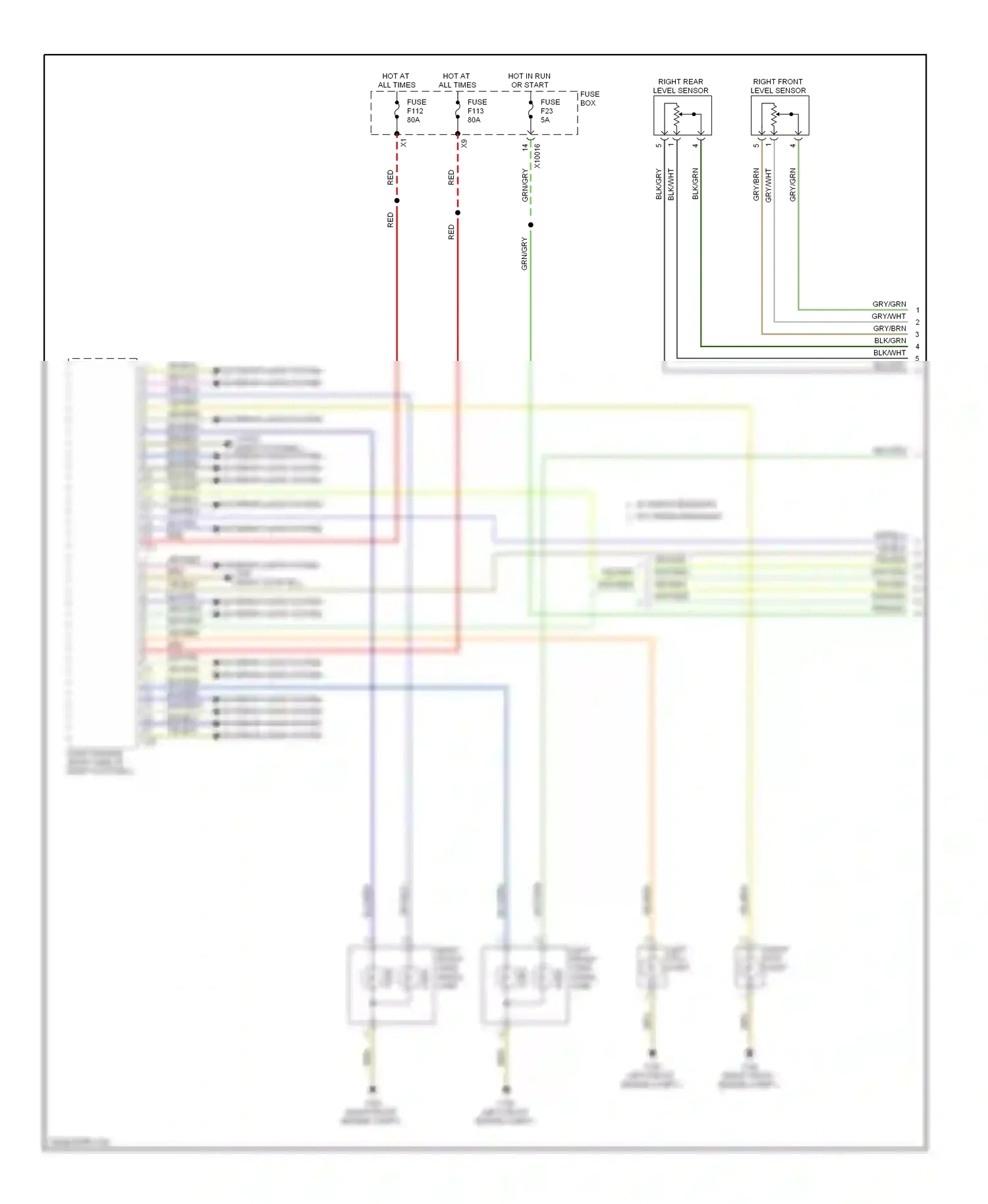 Wiring diagram right rear level sensor for BMW 7 series E38 (1994-1998) (1 of 1)