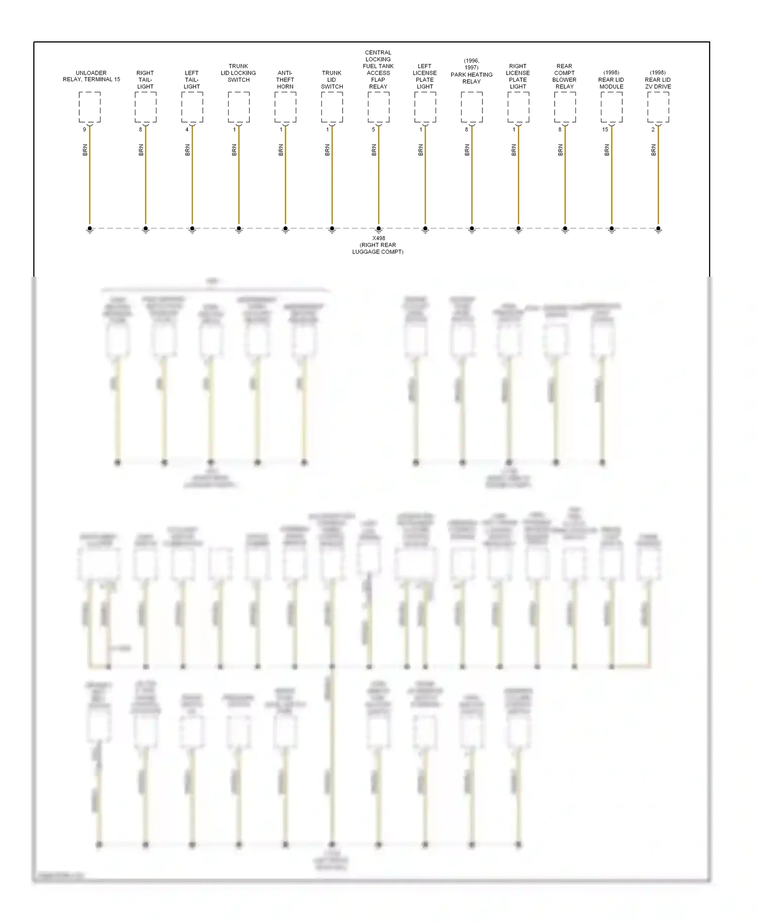 Wiring diagram right tail light for BMW 7 series E38 (1994-1998) (1 of 1)