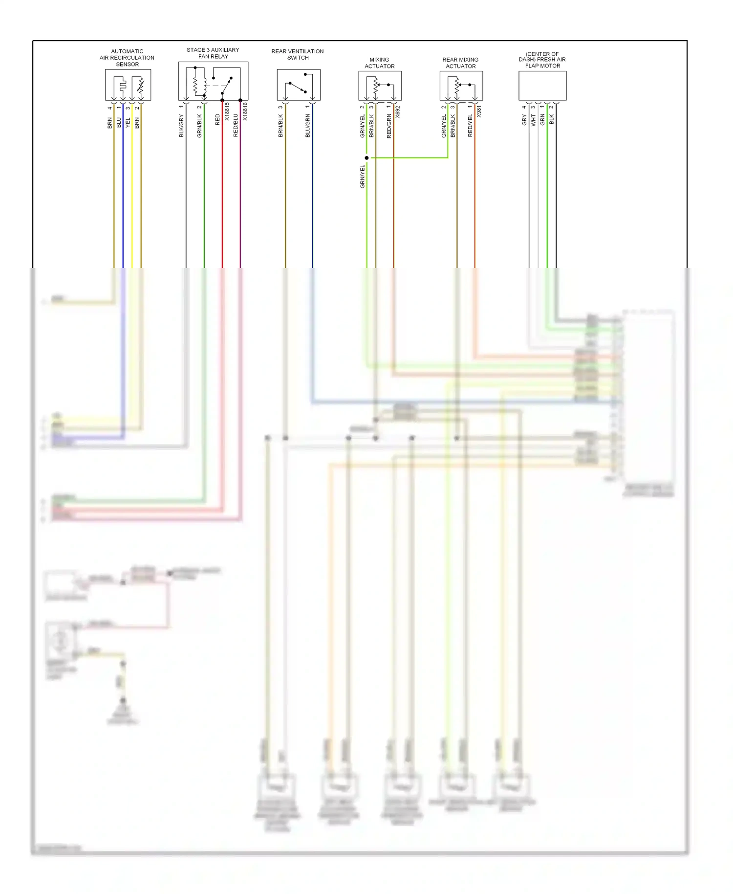 Wiring diagram right ventilation sensor for BMW 7 series E38 (1994-1998) (1 of 1)