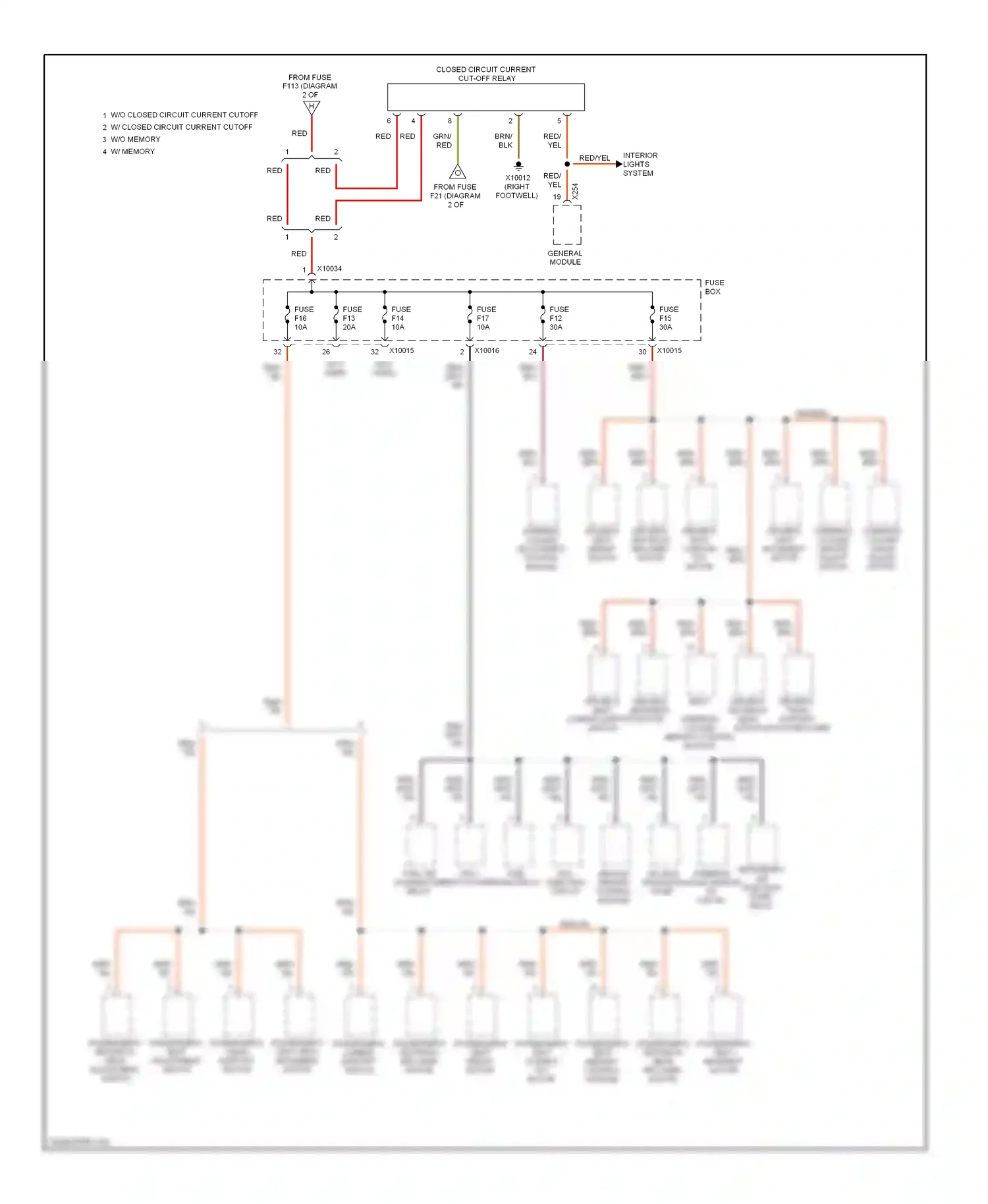 Wiring diagram seat/ steering column memory control module for BMW 7 series E38 (1994-1998) (2 of 2)