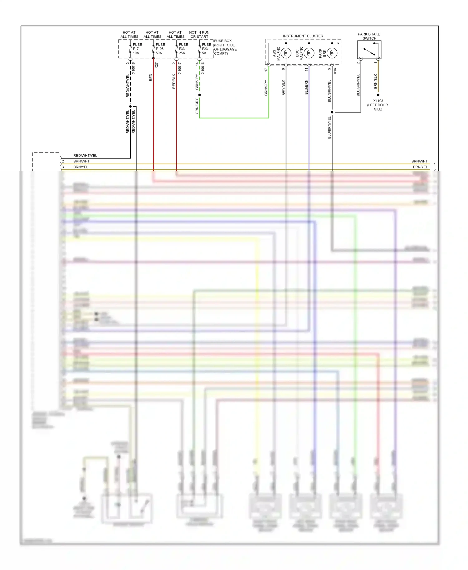 Wiring diagram steering angle sensor for BMW 7 series E38 (1994-1998) (1 of 4)