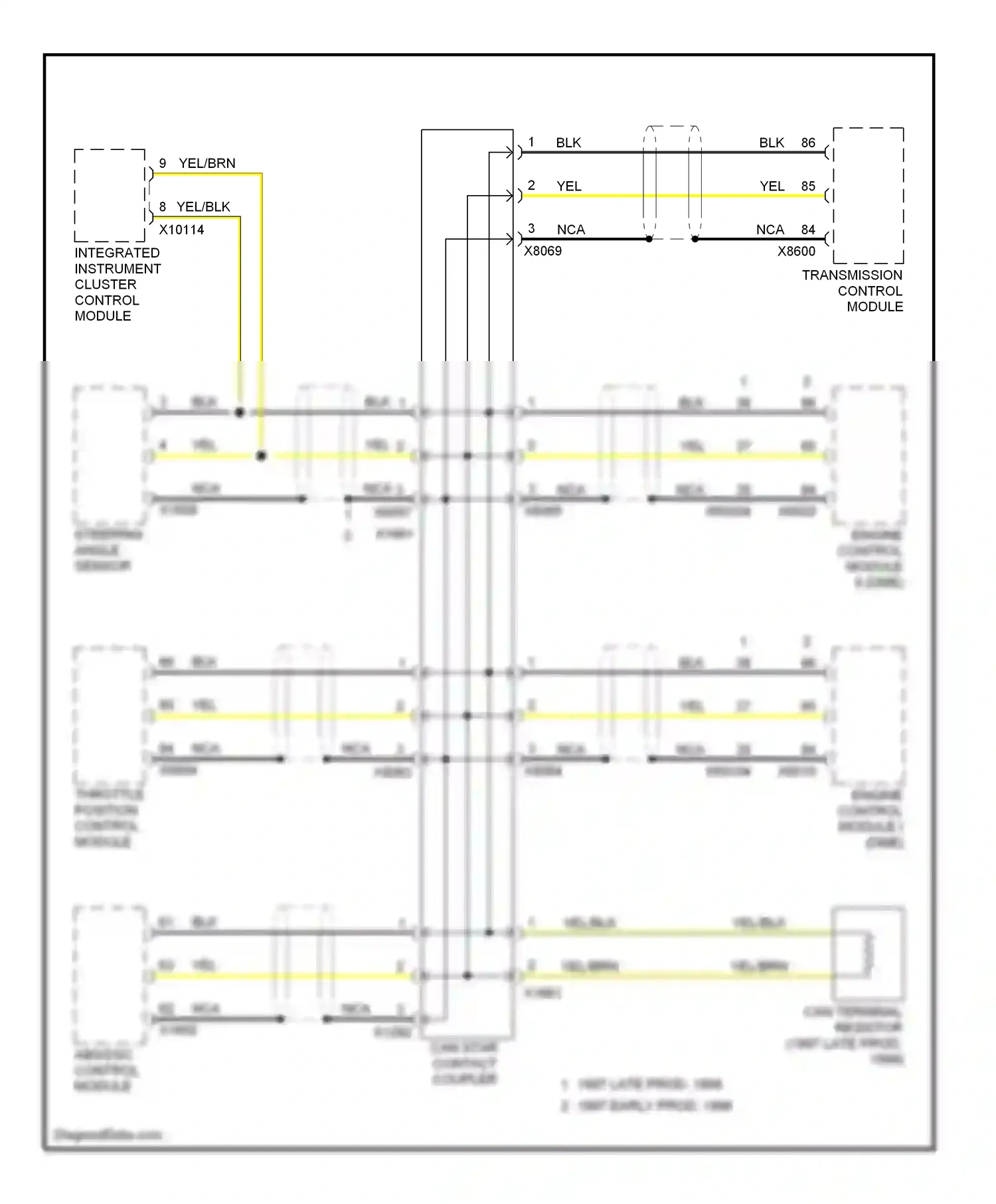 Wiring diagram steering angle sensor for BMW 7 series E38 (1994-1998) (4 of 4)
