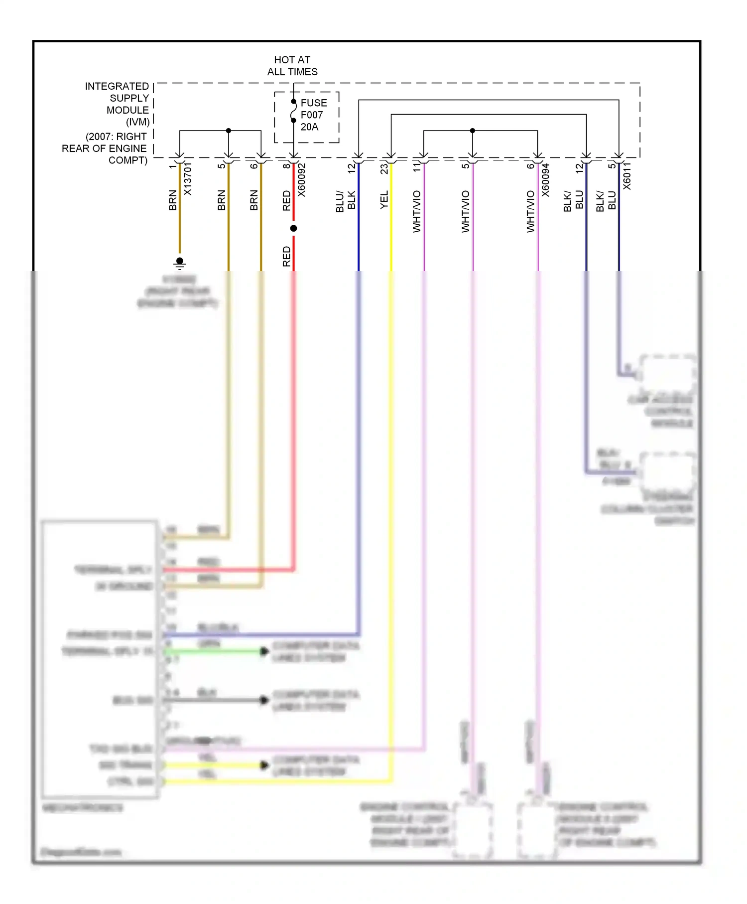BMW 7 series E65/E66 facelift (2005-2008) computer data lines system wiring diagram  (84 of 89)