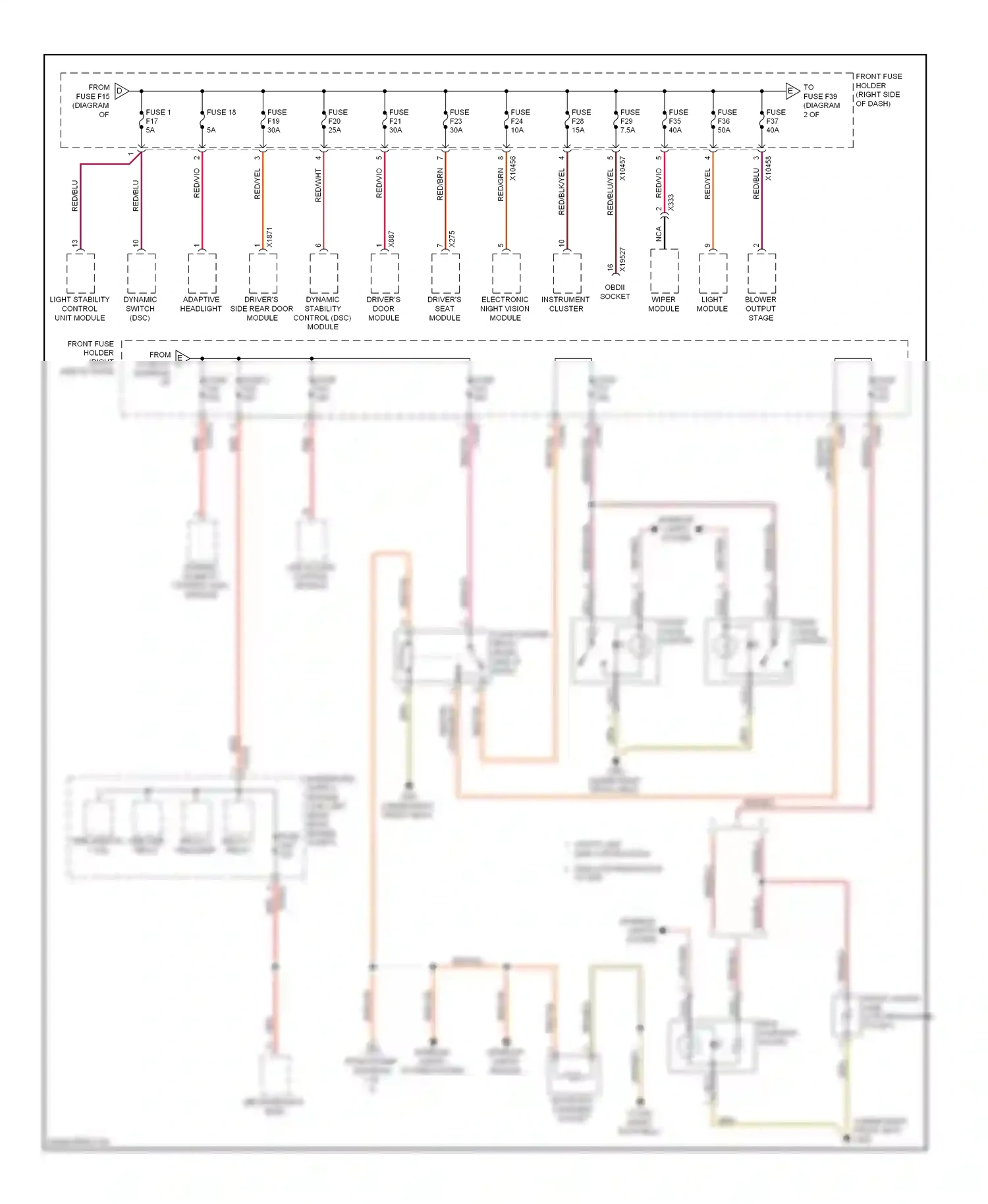 BMW 7 series E65/E66 facelift (2005-2008) dynamic light stability switch control (dsc) unit module wiring diagram  (1 of 1)