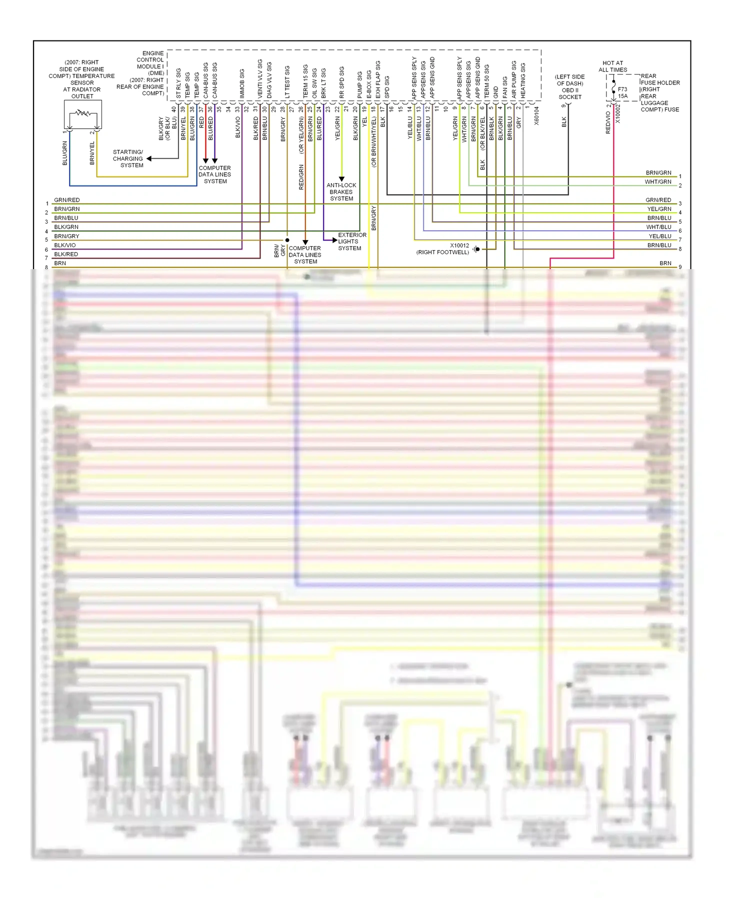 BMW 7 series E65/E66 facelift (2005-2008) engine control module i (dme) wiring diagram  (2 of 2)