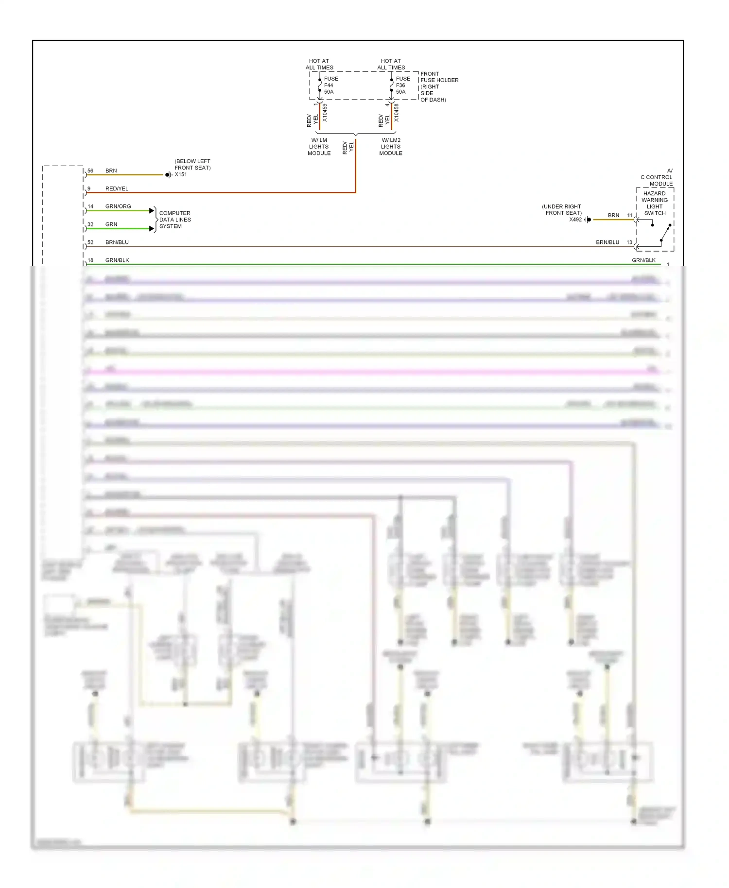 BMW 7 series E65/E66 facelift (2005-2008) left front auxiliary direction indicator light wiring diagram  (1 of 1)