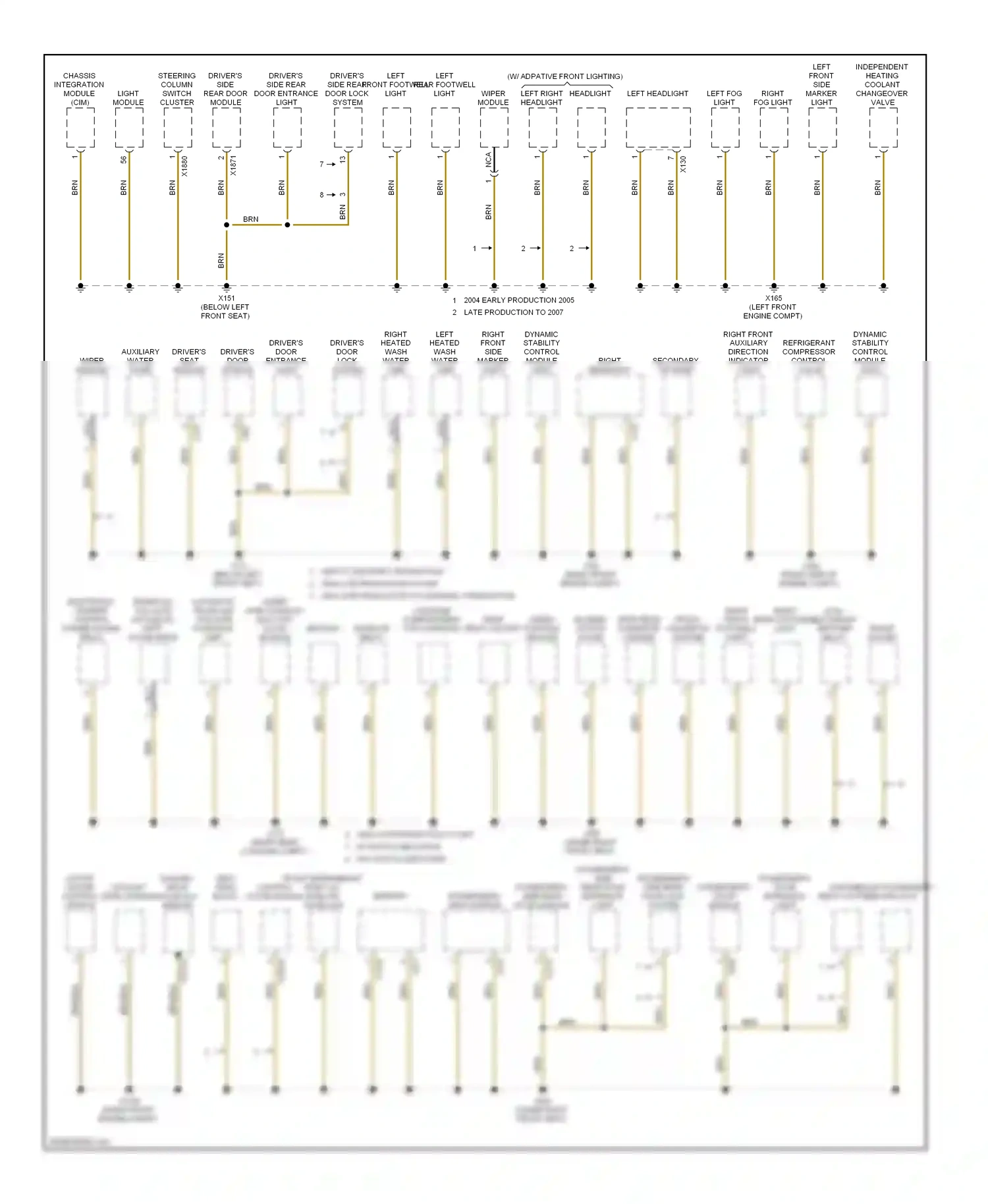 BMW 7 series E65/E66 facelift (2005-2008) (left front engine compt) wiring diagram  (8 of 14)