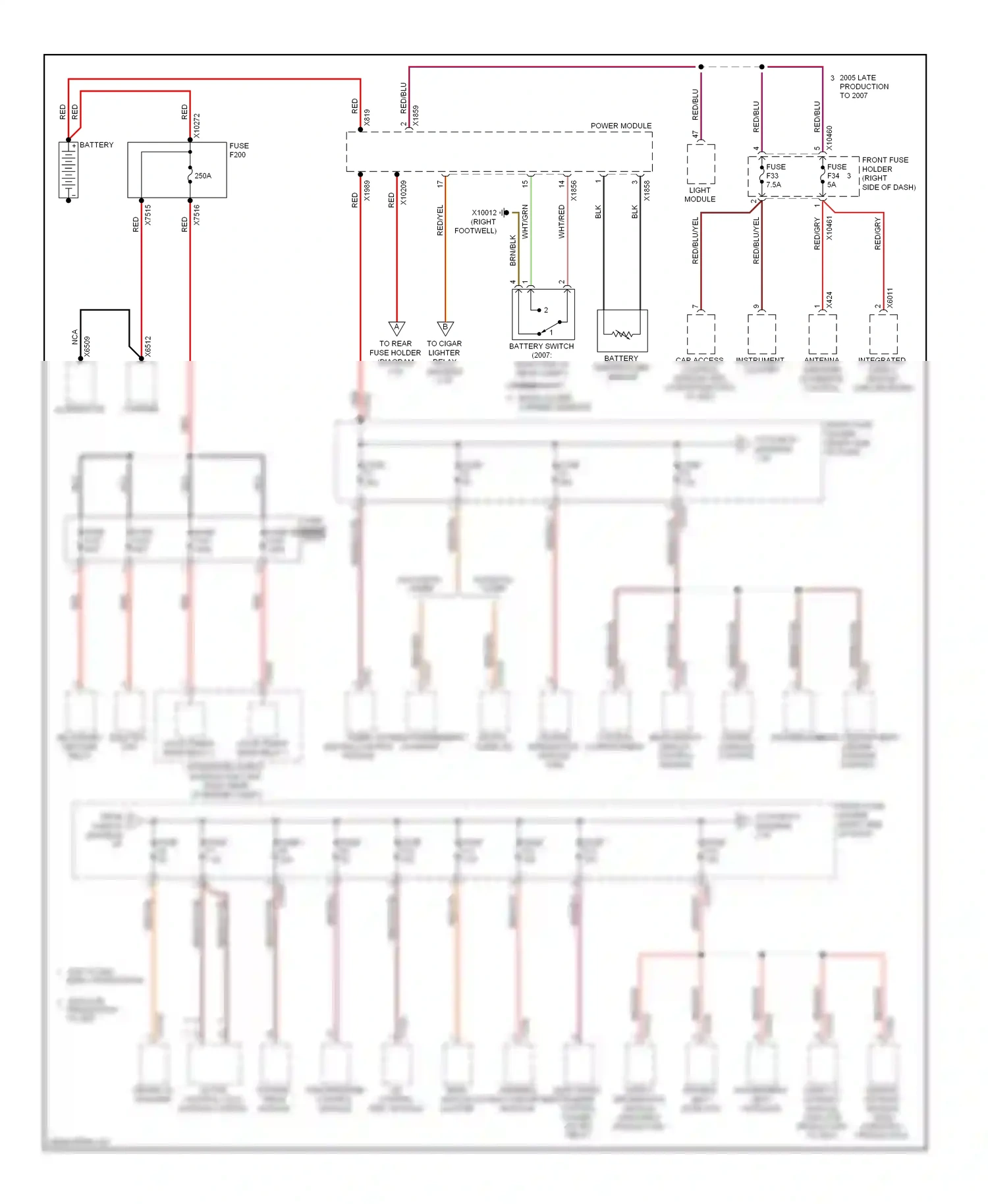 BMW 7 series E65/E66 facelift (2005-2008) light module wiring diagram  (3 of 4)