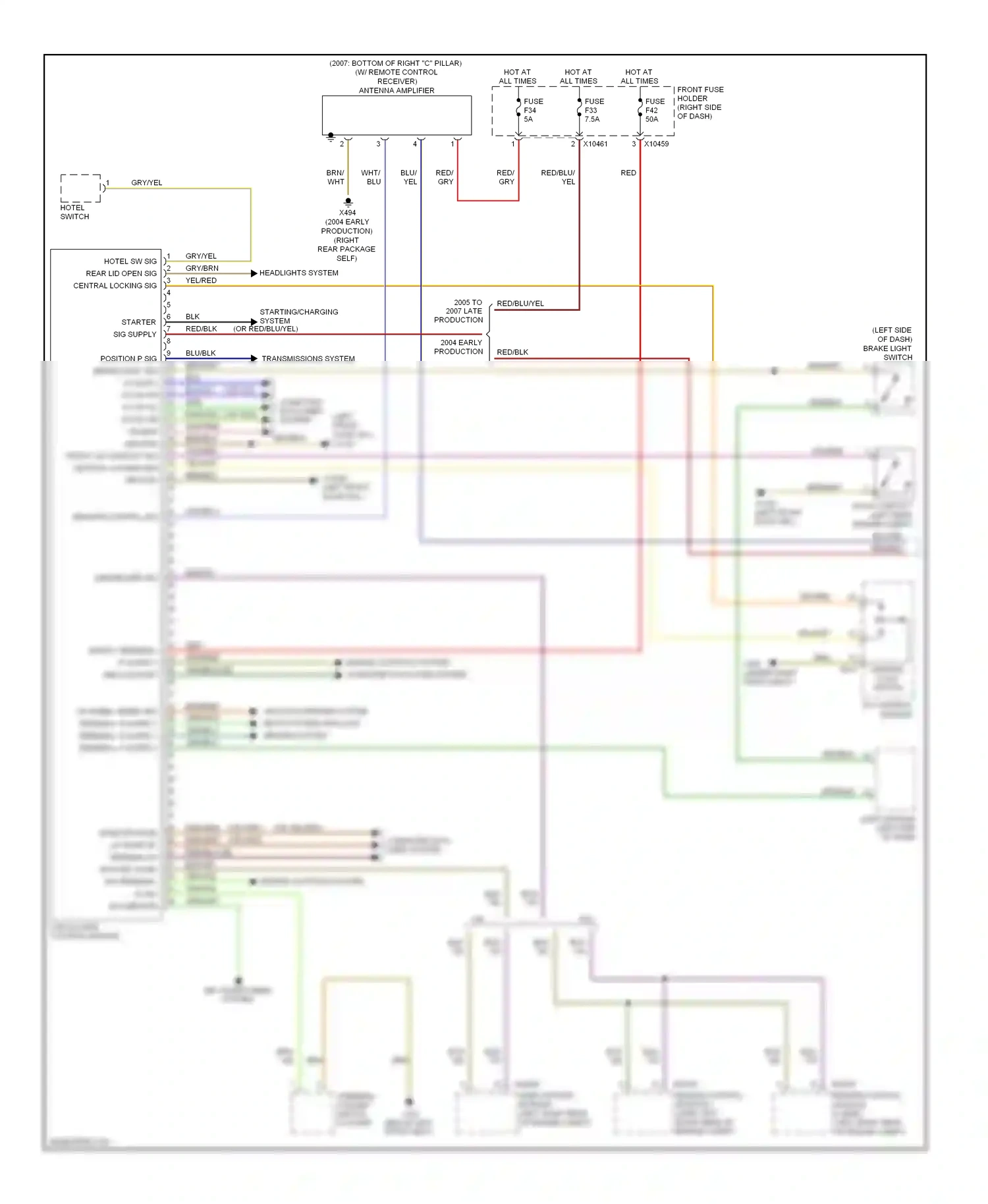 BMW 7 series E65/E66 facelift (2005-2008) red/grn wiring diagram  (3 of 32)