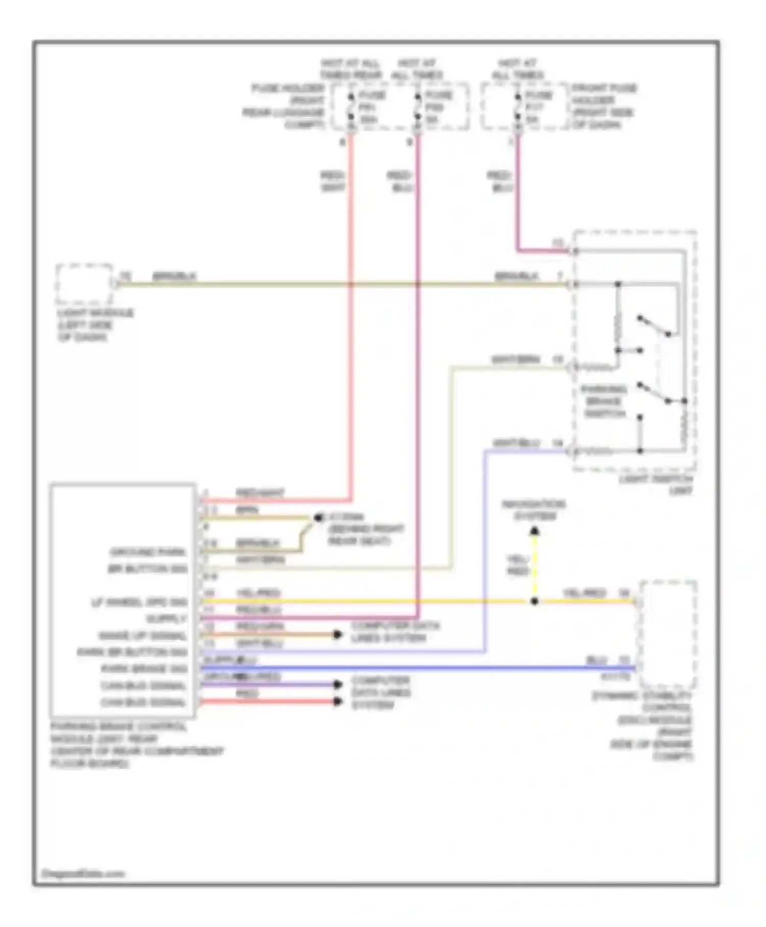 7 series BMW E65/E66 (2001-2005): Electronic parking brake circuit