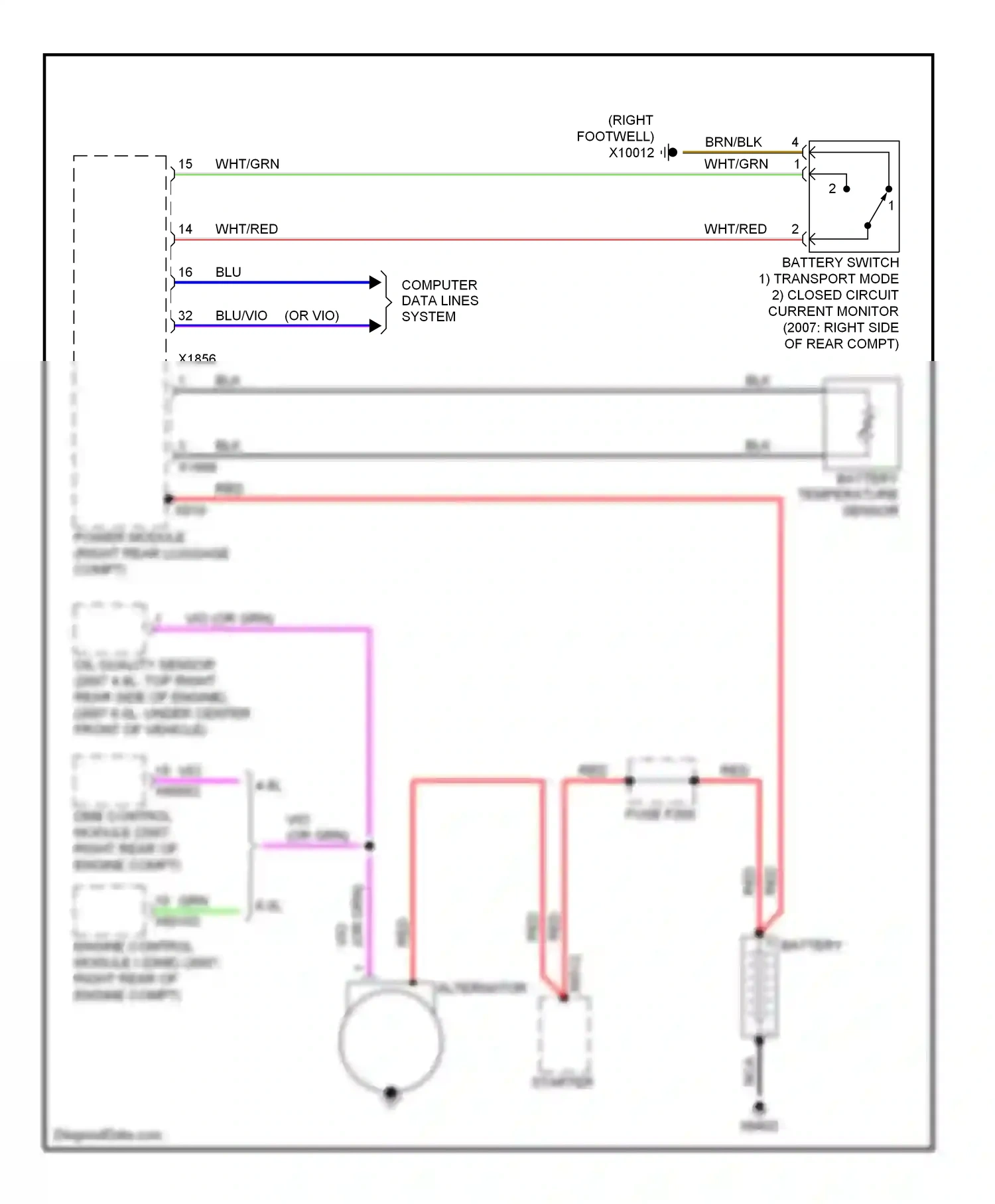 Wiring diagram battery temperature sensor for BMW 7 series E65/E66 (2001-2005) (1 of 2)