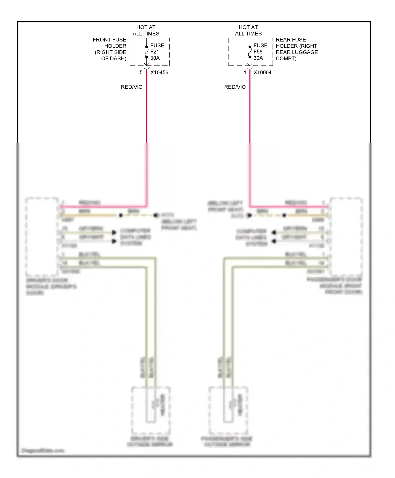 BMW 7 series E65/E66 (2001-2005) (below left front seat) computer data lines system wiring diagram  (1 of 1)